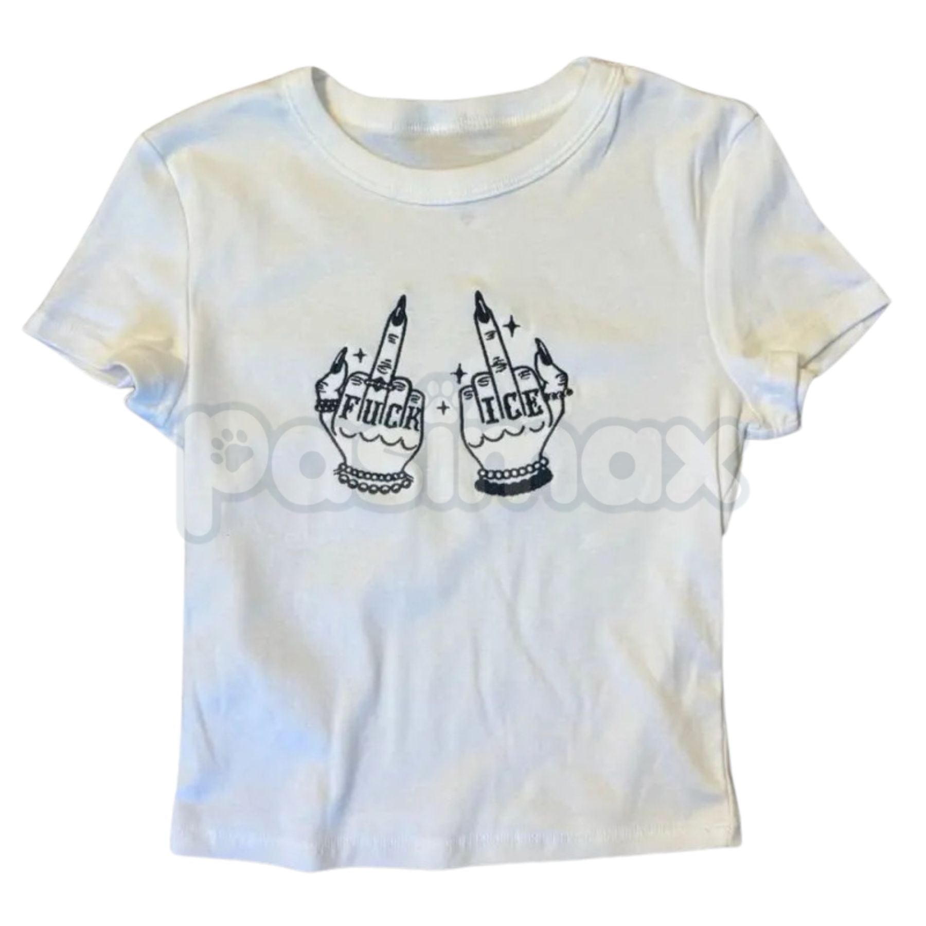 Give ICE The Finger Embroidered Tee – Unisex T-Shirt & Baby Tee, Political Activist Apparel, Bold Statement Shirt