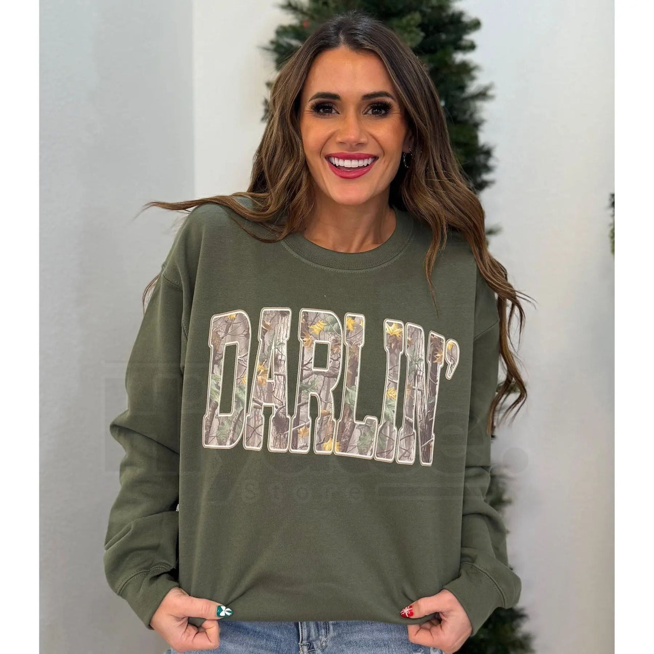 Retro Camo Western Darlin Sweatshirt: Distressed Country Cowboy Concert Top