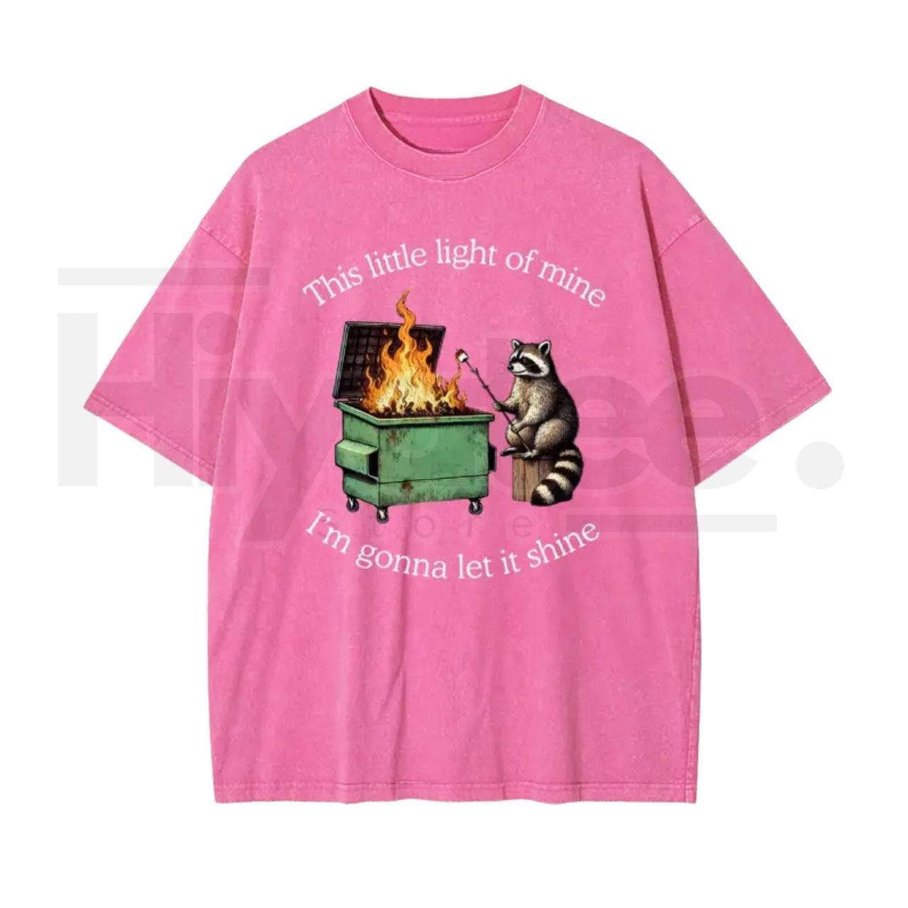 Raccoon “Let It Shine” Vintage Washed T-Shirt – Oversized Batik Cotton Inspirational Graphic Tee