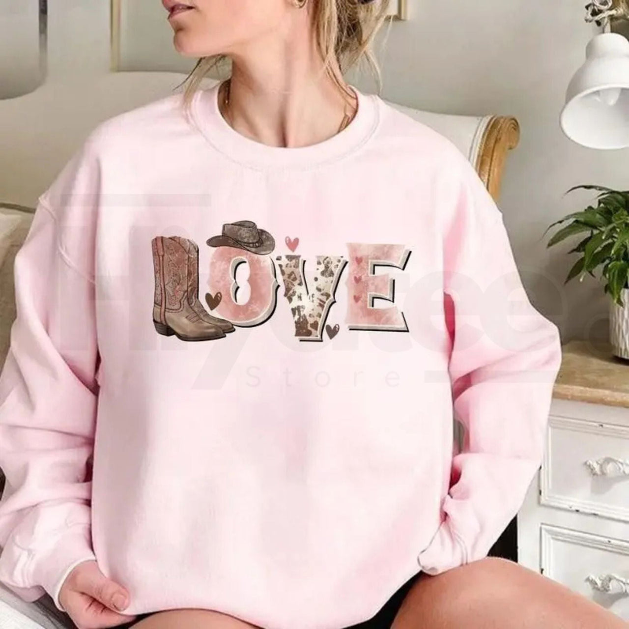 Valentine’s Day Cowboy Sweatshirt: Howdy Love Western Graphic Sweater