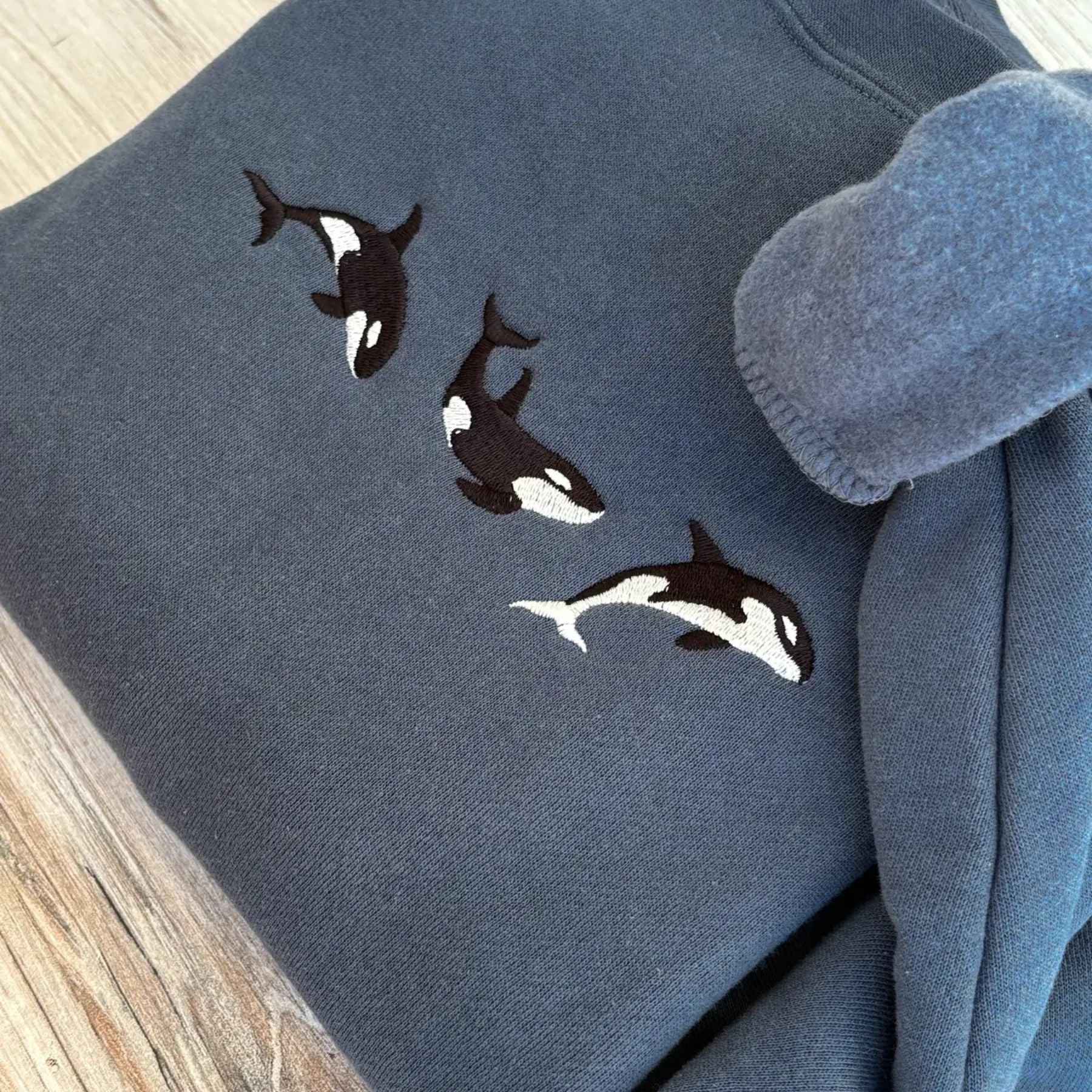 Embroidered Orca Sweatshirt – Ocean Lover's Crewneck, Killer Whale Apparel