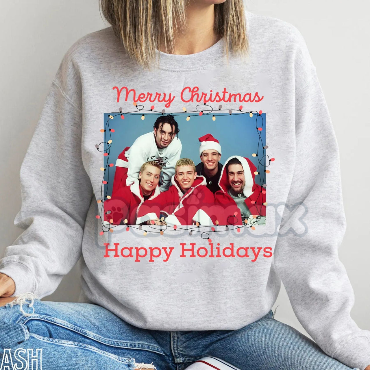 Ugly NSYNC Christmas Sweatshirt | 90s Boy Band Holiday Jumper | Retro NSYNC Merry Christmas Crewneck | Tacky Pop Star Xmas Gift
