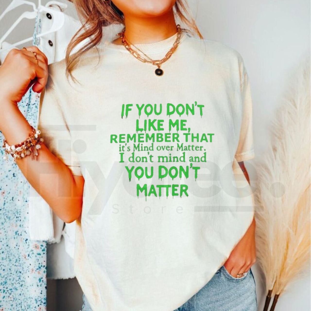 Plus Size Women’s Mind Over Matter T-Shirt – Inspirational Quote Graphic Tee, Casual Cotton Shirt