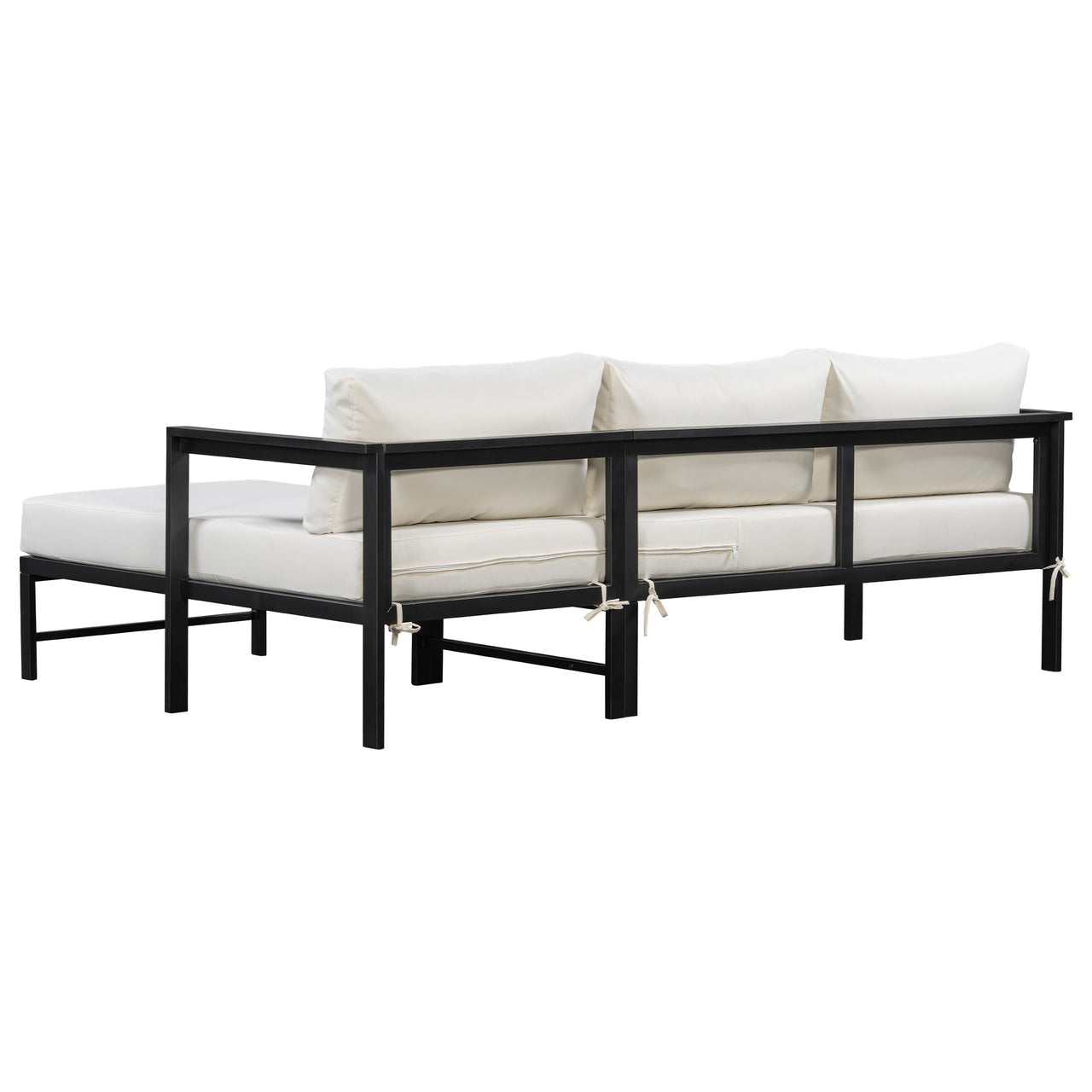 U_style Outdoor L-Shaped Sofa with Iron Frame,Weather-Resistant Patio Sofa Set with Ultra-Thick Cushions,Comfortable Seating for 3,Ideal for Patio, Balcony,and Garden