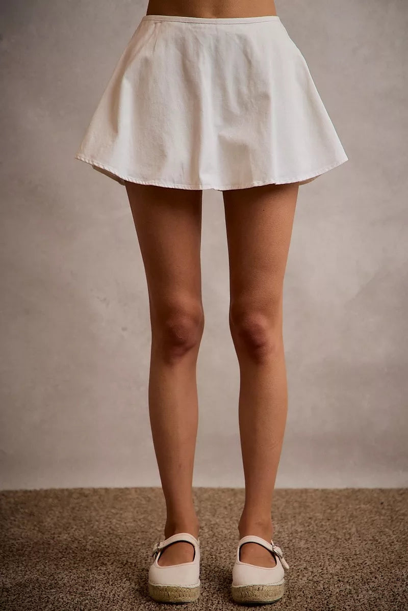 SO ME Denim Bubble Skort With Smocked Back