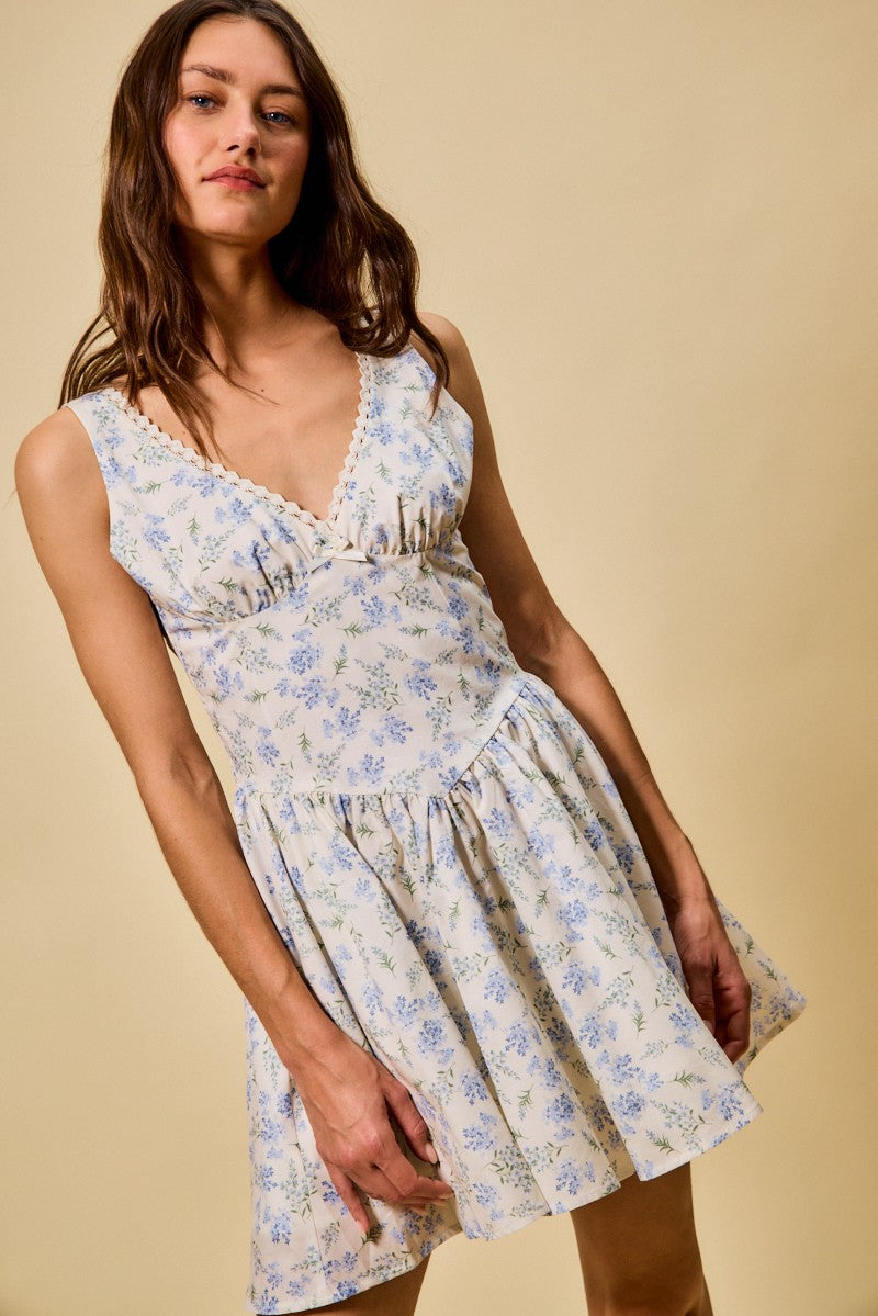 SO ME Froal Print Fit and Flare Dress