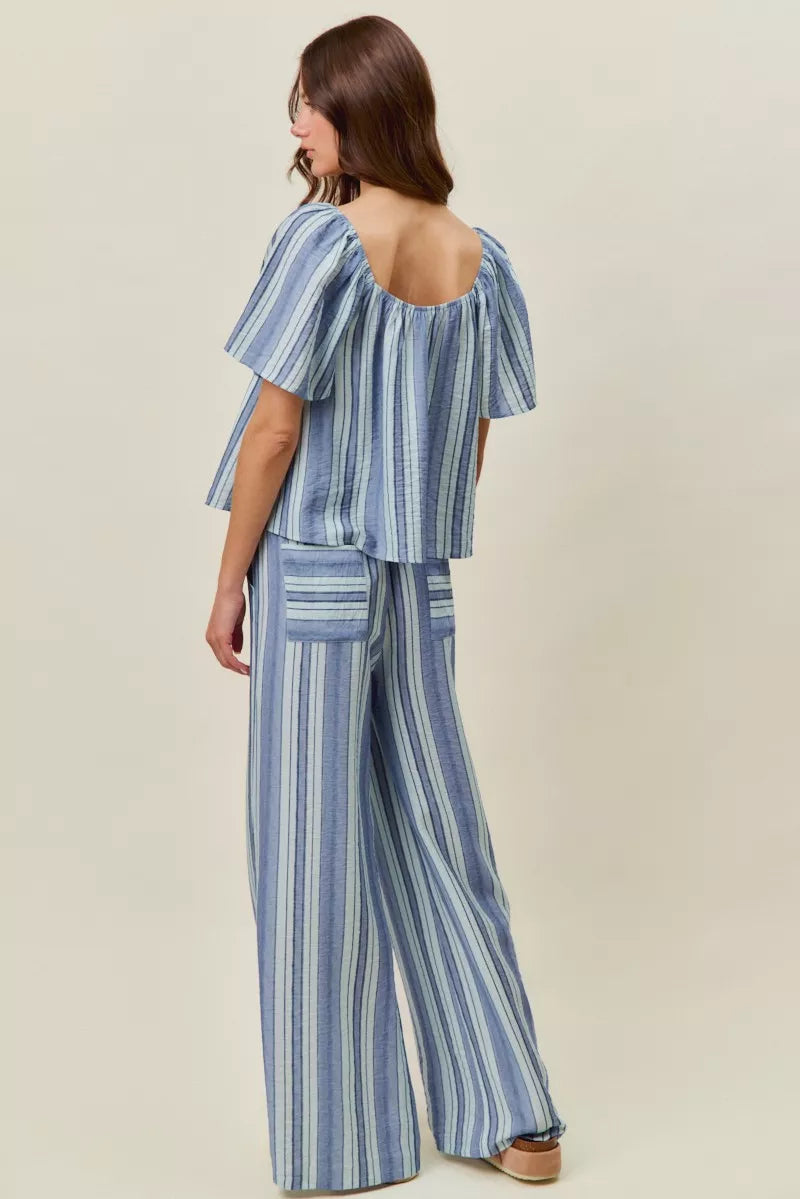 SO ME Stripe Wide Leg Pull On Pants