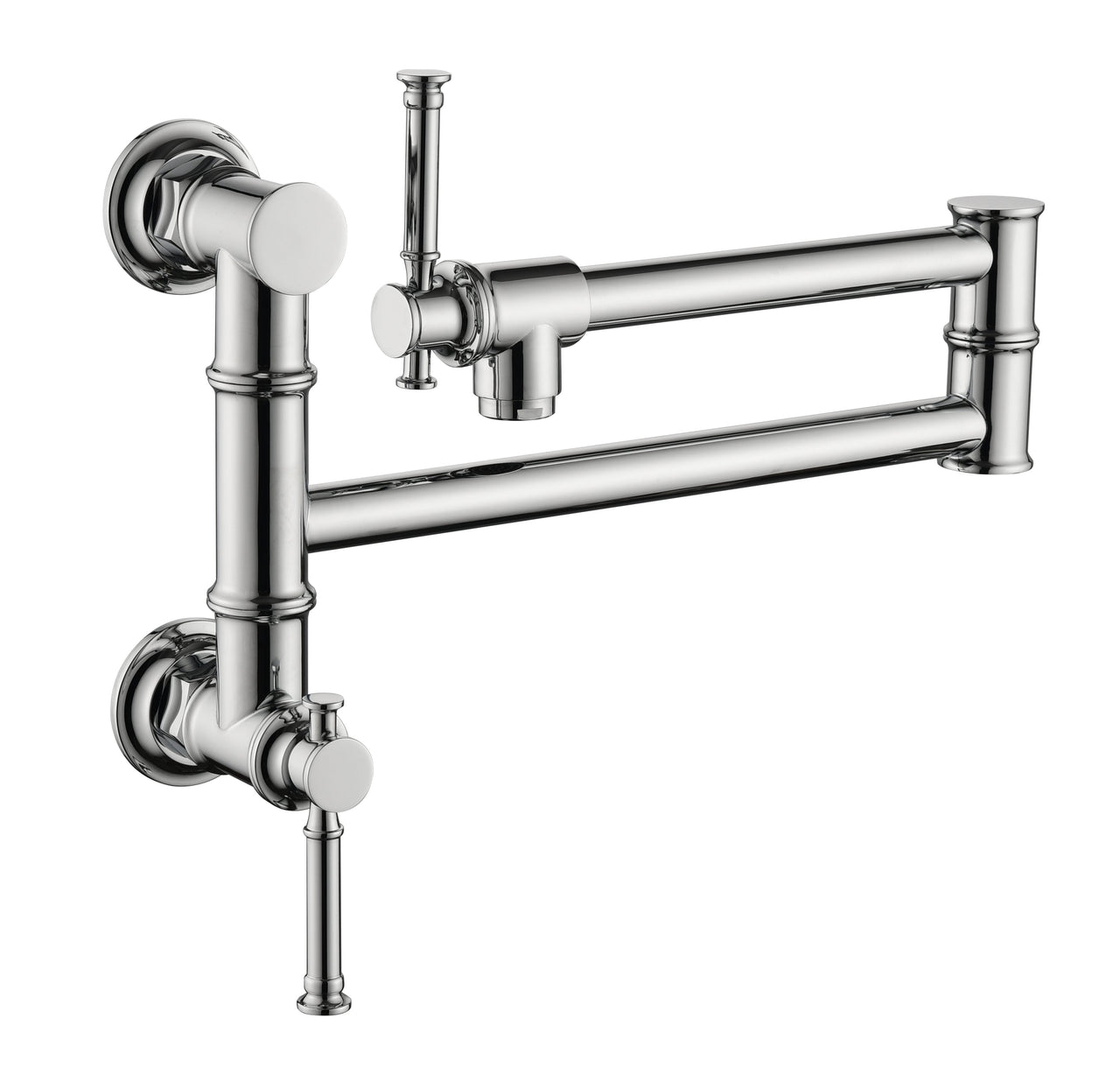 Wall mounted Pot Filler Faucet, Modern Brass Pot Filler Two-Attachment Wall Mount Folding Kitchen Pot Filler Swing Arm