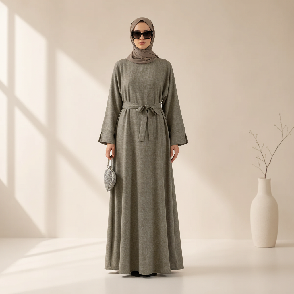 Premium Linen Effect Pullover Abaya with Pockets (MA341)