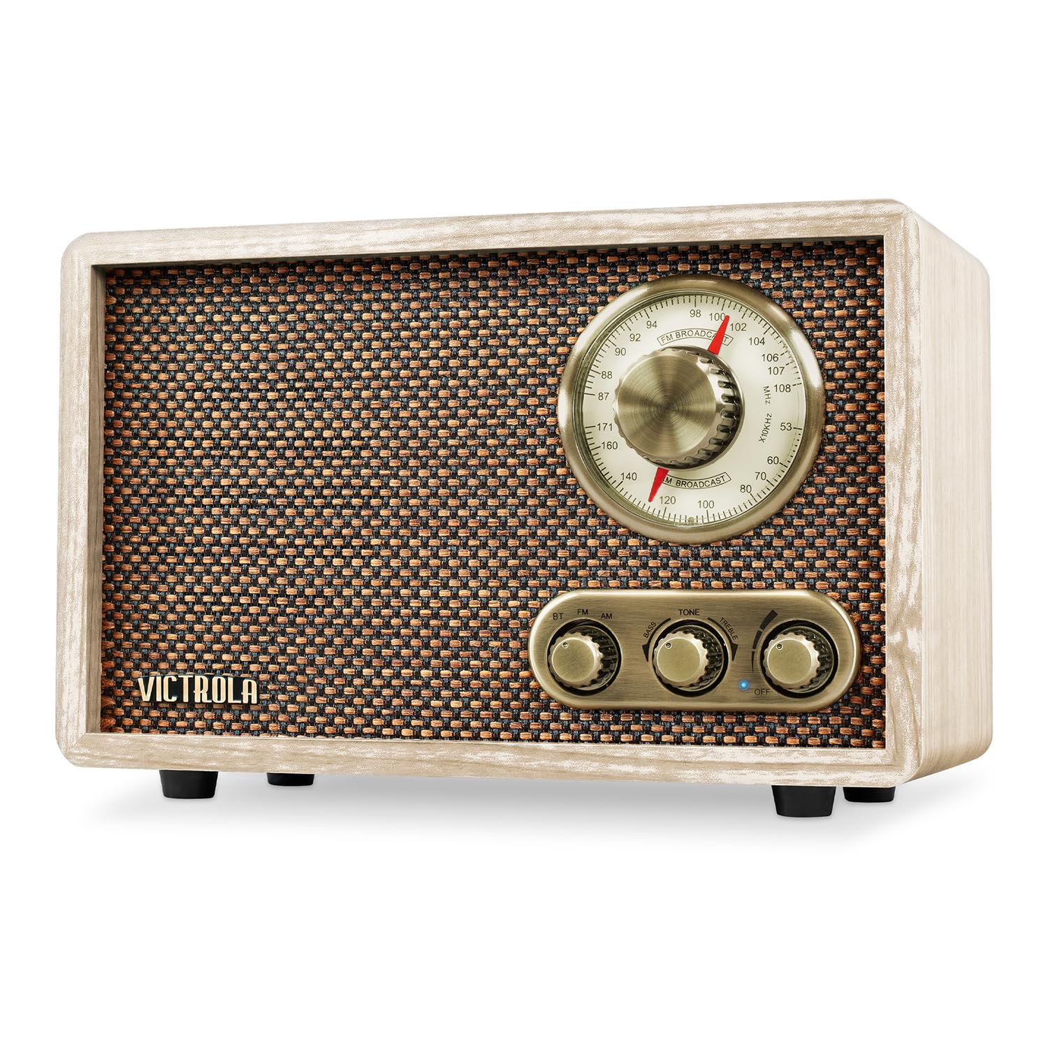 Victrola Retro Wood Bluetooth Radio with Built-in Speakers Elegant & Vintage Design Rotary AM/FM Tuning Dial Wireless Streaming Natural