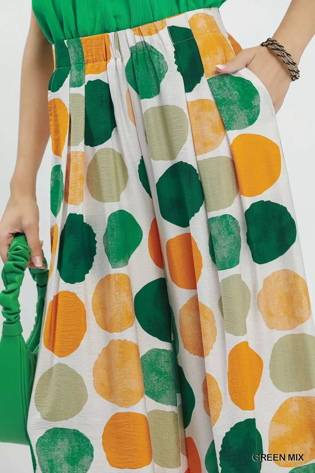 Umgee Dot Print Wide Leg Pants