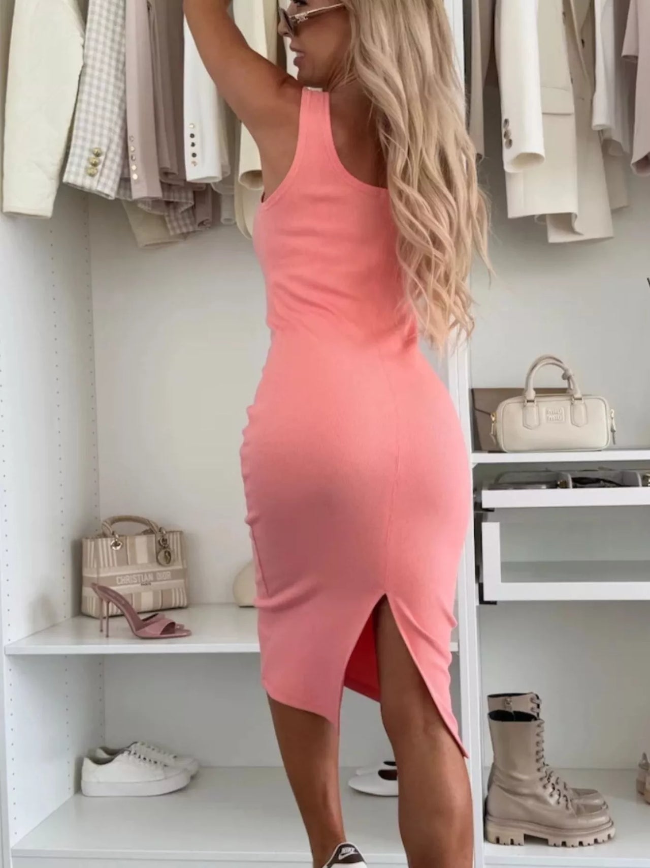 Full Size Slit Square Neck Dress and Outerwear Set Plus Size
