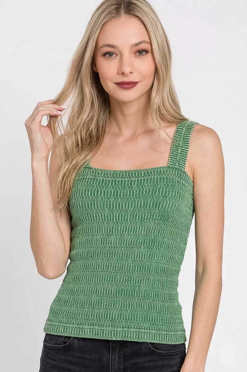 Zenana Seamless Winkle Stone Washed Tank Top
