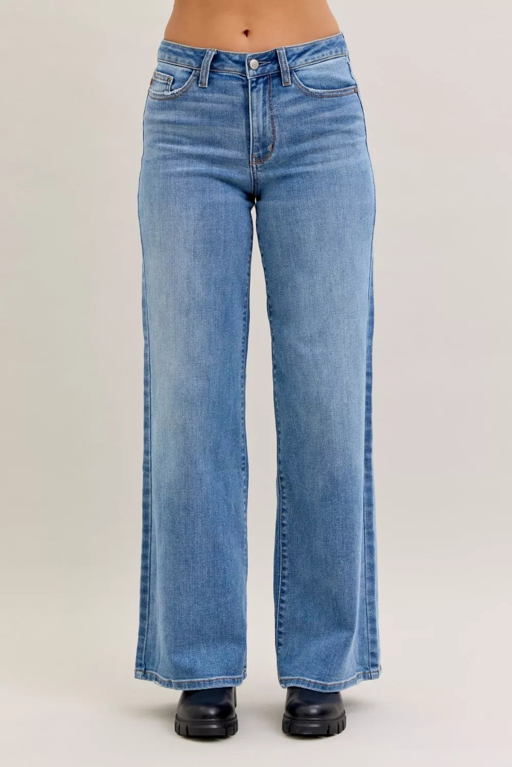 Judy Blue Mid Rise Retro Wide Leg Jeans