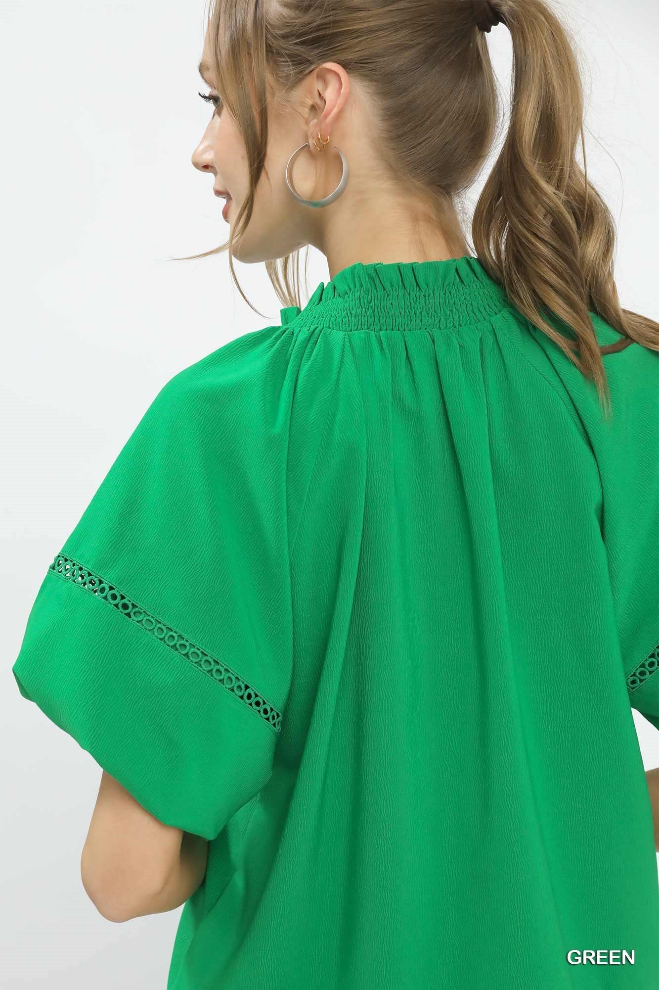 Umgee Lace Trim Peasant Top