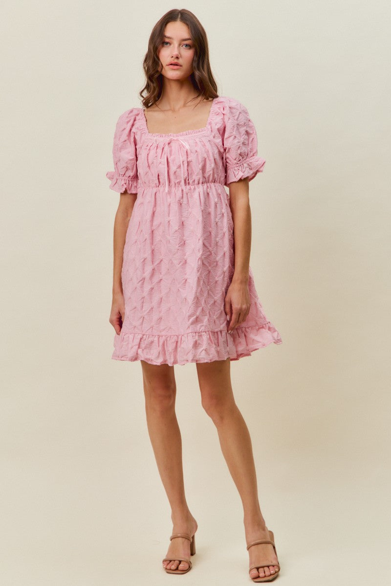 SO ME Texture Woven Ruching On Bust Mini Dress