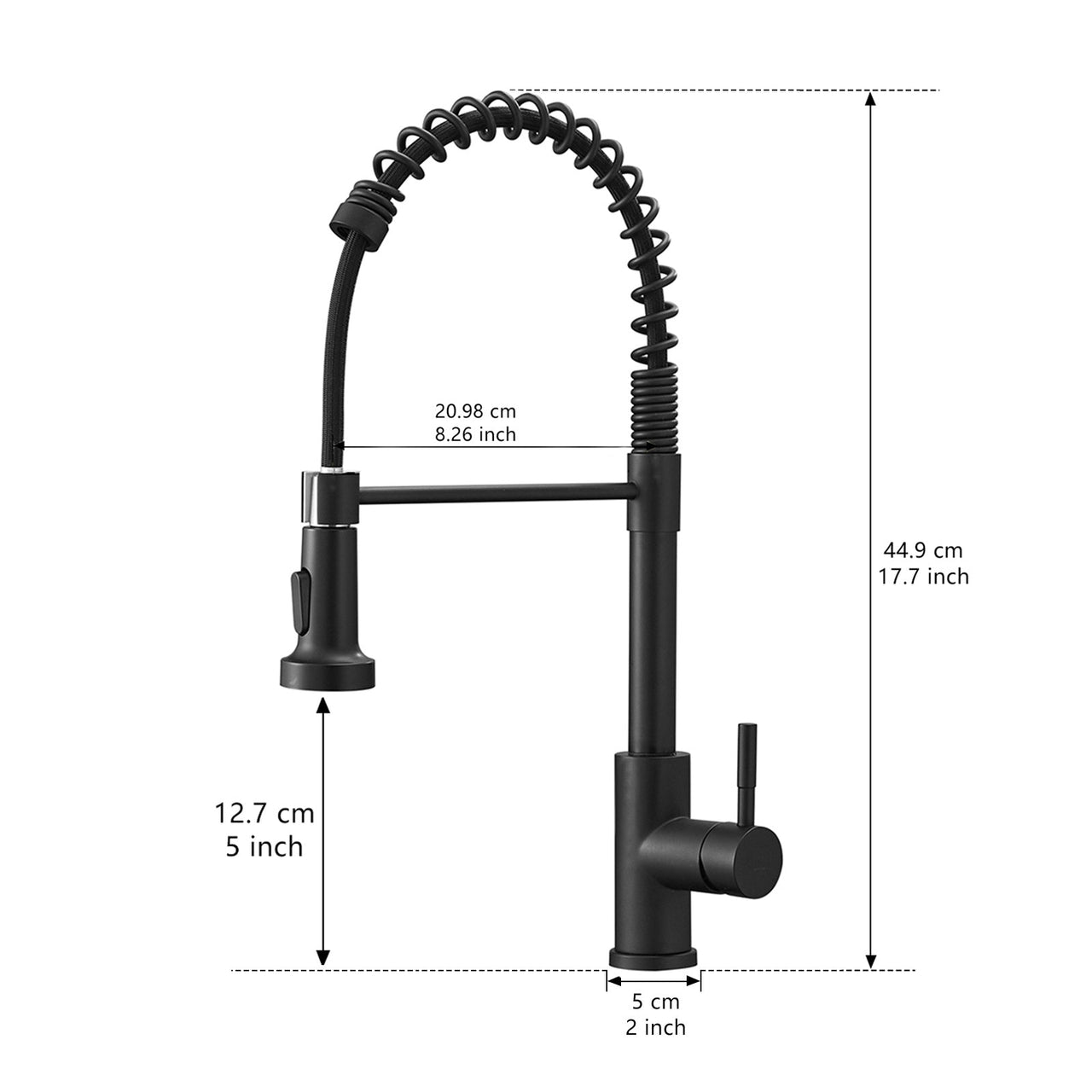 Kitchen Faucet with Pull Down Sprayer Black Stainless Steel Single Handle Pull Out Spring Sink Faucets