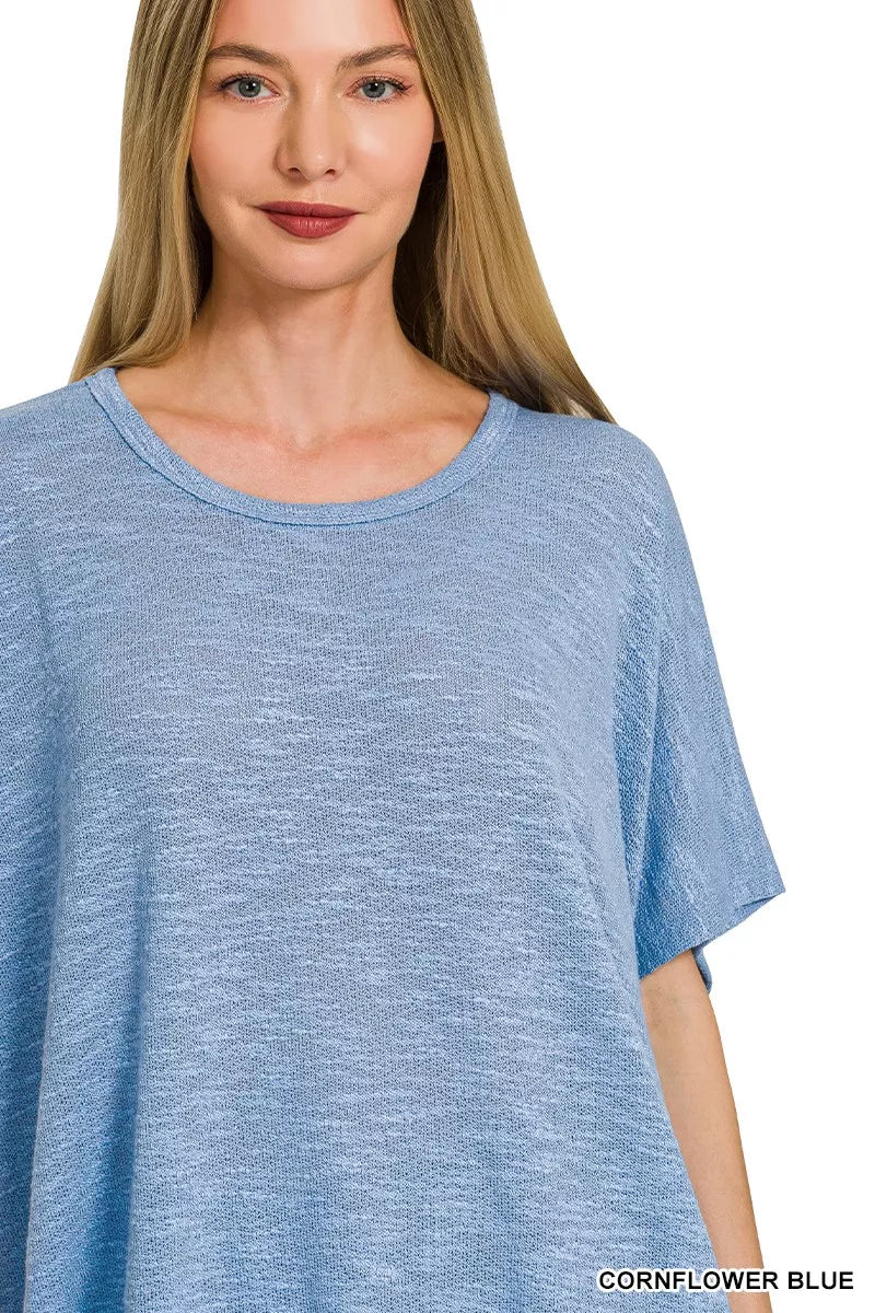 Zenana Oversized Slub Hacci Top