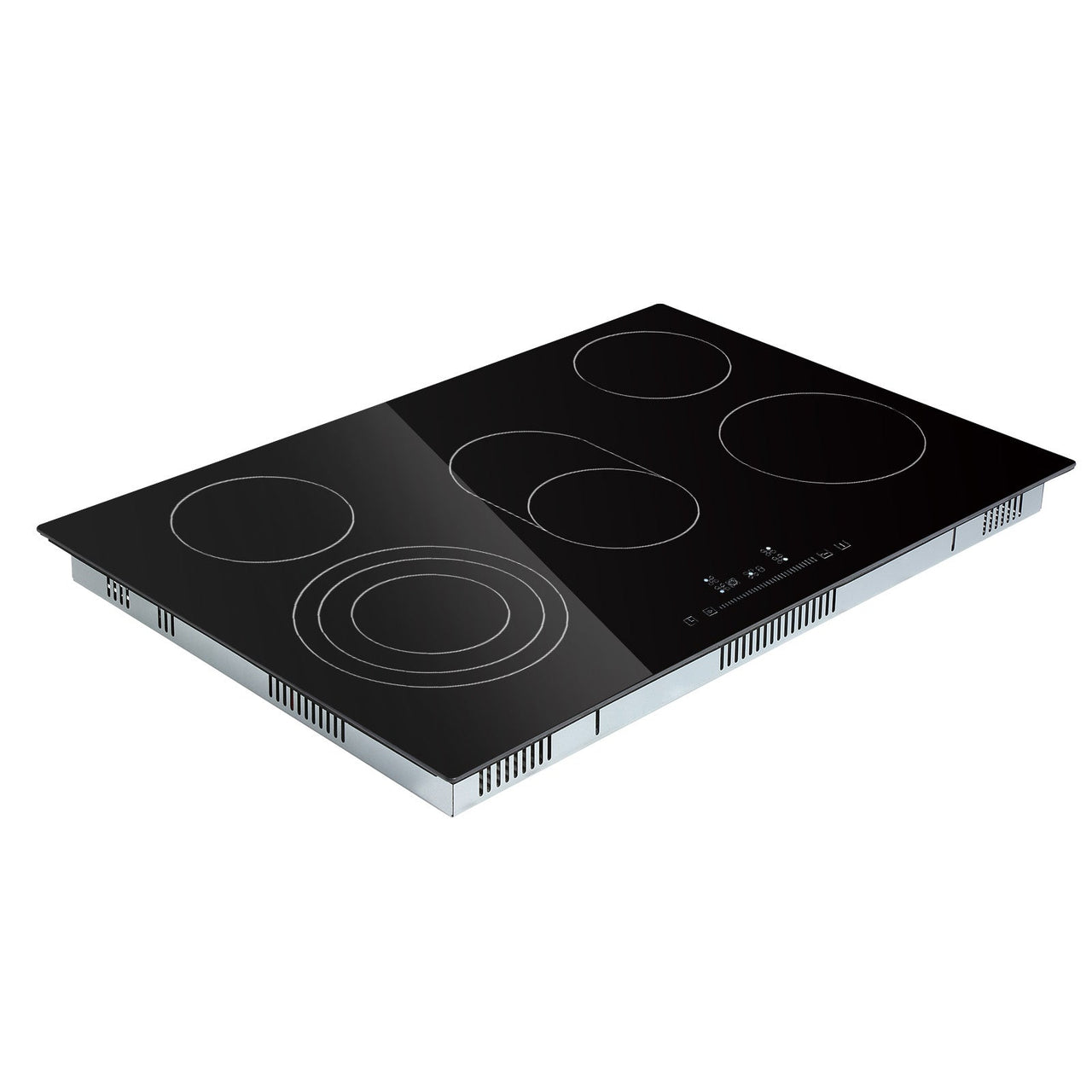 Built in Electric Stove Top, 30.3 x 20.5 inch 5 Burners, 240V Glass Radiant Cooktop with Sensor Touch Control, Timer & Child Lock Included, 9 Power Levels for Simmer Steam Slow Cook Fry