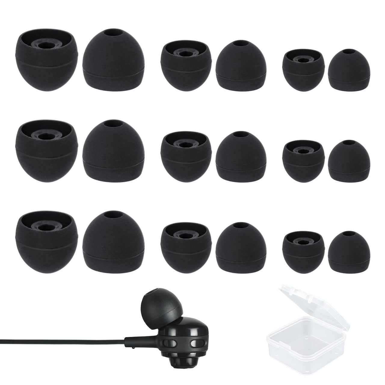 BlingKingdom 9 Pairs Replacement Earbuds Silicone Earbud Tips Earbuds Cap Earbud Cushions for Most in-Ear Earbuds 3 Different Size (S/M/L)