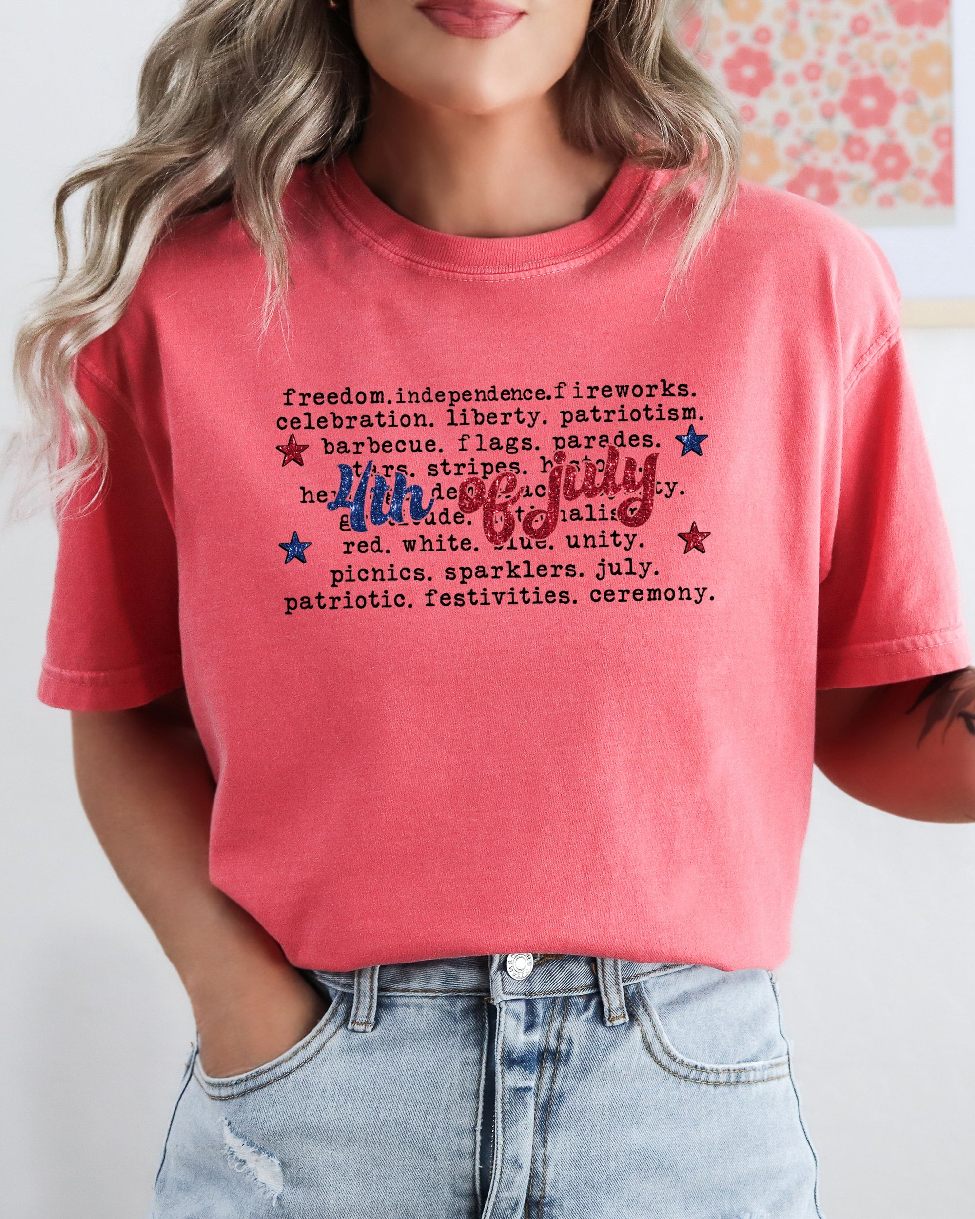 4th of July America USA Retro Patriotic Independence Day Fourth of July Comfort Colors Tee