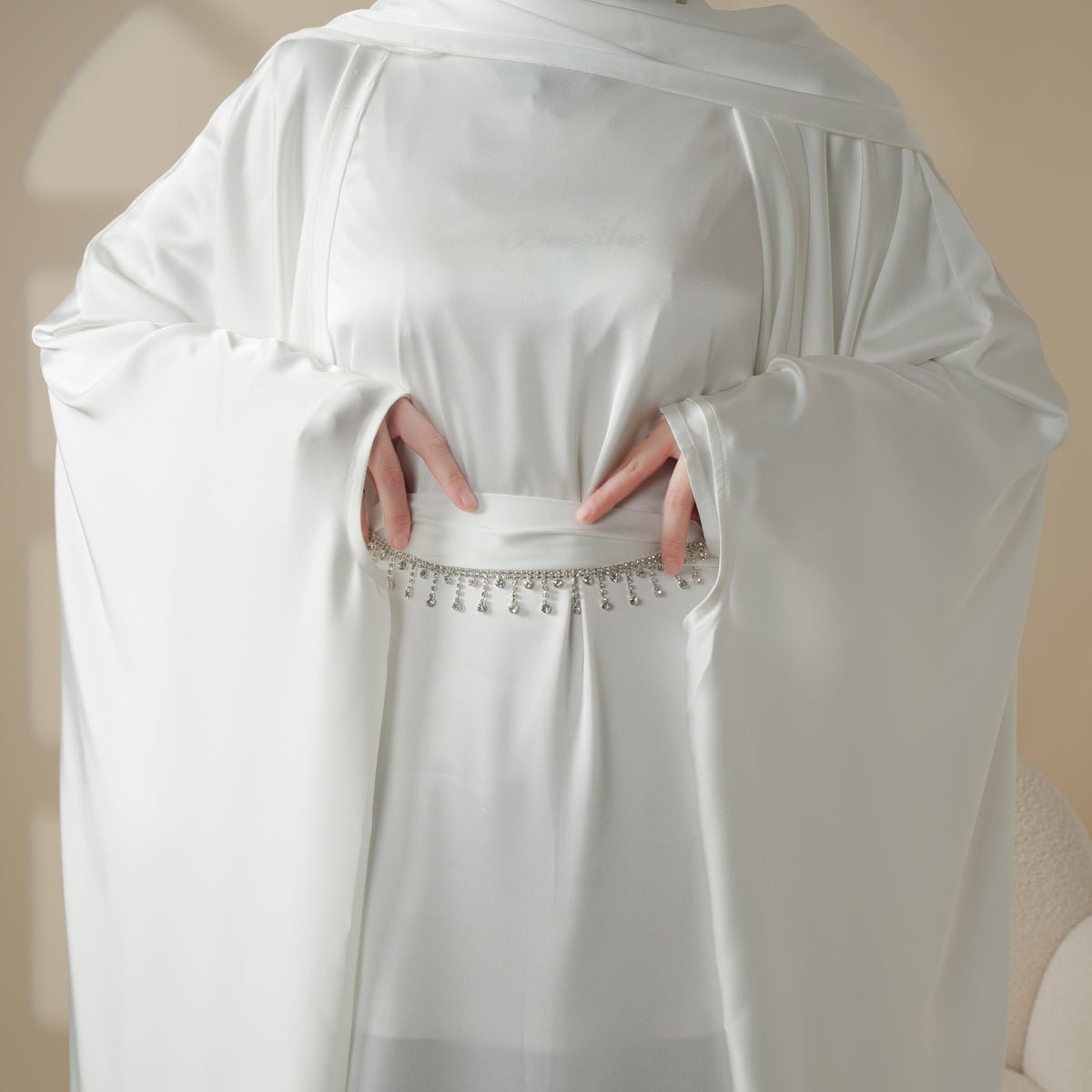 5-Piece Set Butterfly Abaya With Niqab, Loose Full Cover Satin Abaya (MOA019)