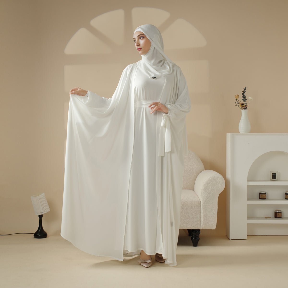 5-Piece Set Farasha Abaya, Premium Farasha Textured Open Abaya (MOA095)