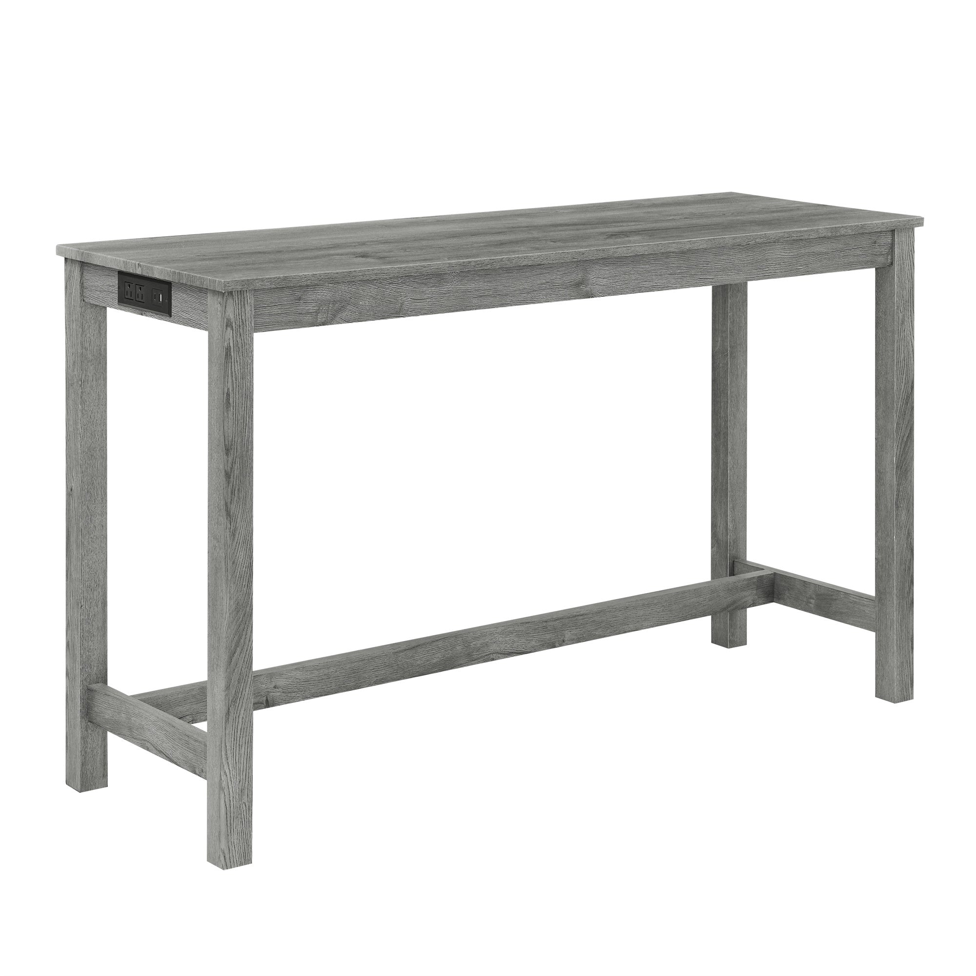 59 Inch Bar Table, Dining Table, Sofa Table with Power Outlet, 3 Upholstered Stools, 4 Piece Bar Table and Chair Set for Living Room, Dining Room, Kitchen