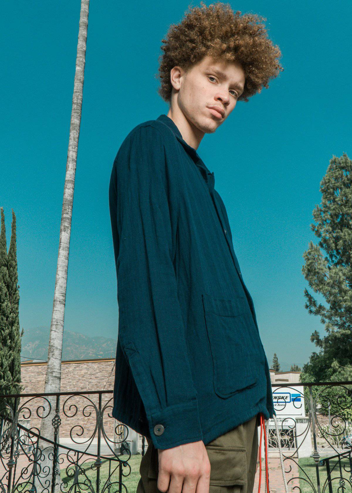 Men's Revere Collar Shirt In Navy