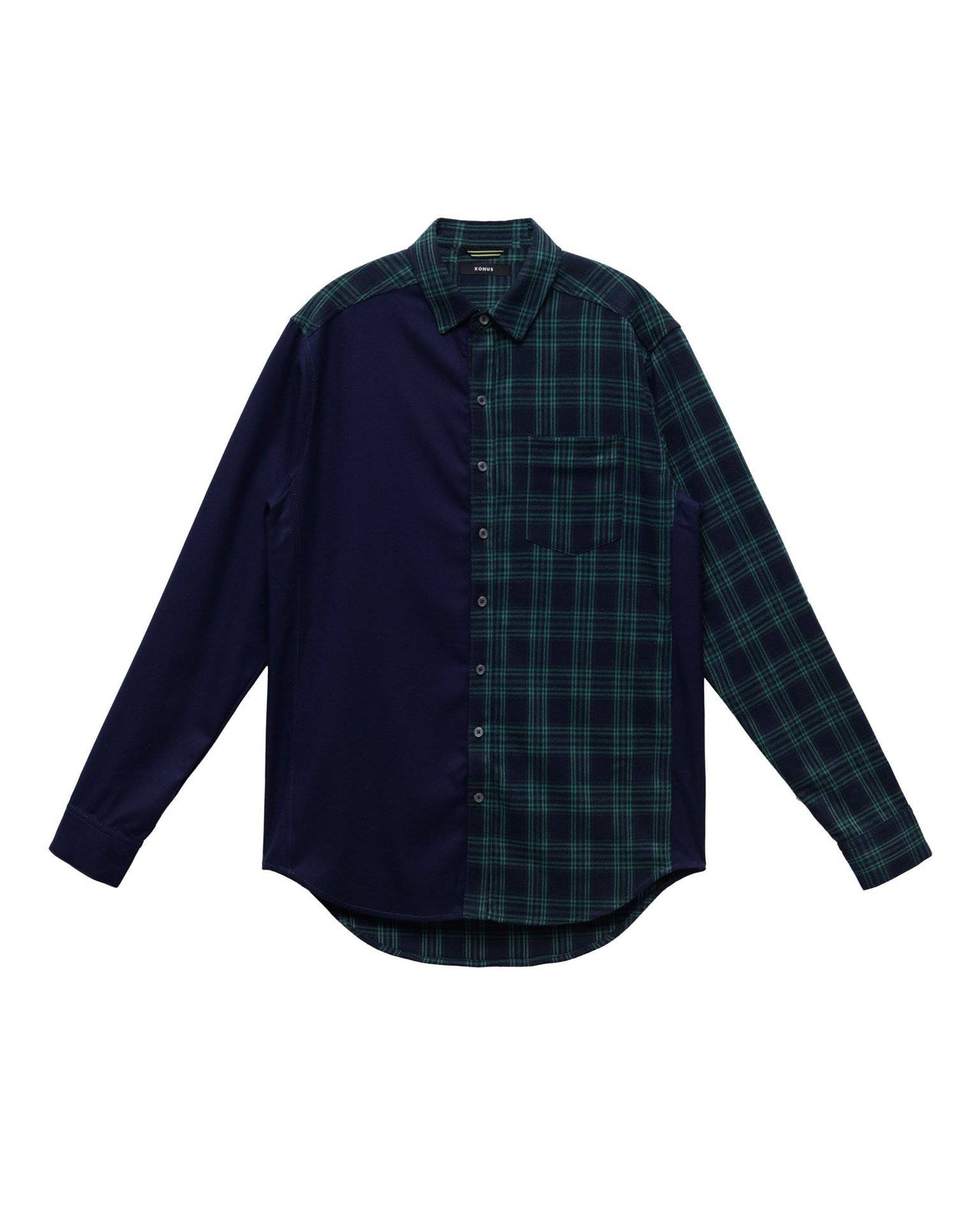 Konus Men's Color Blocked Button Up shirt in Green