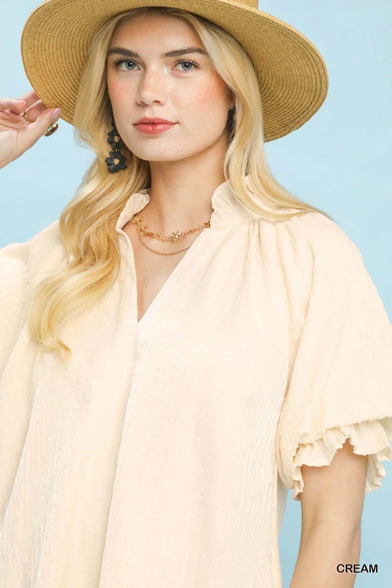 Umgee Linen Blend Ruffle Dress