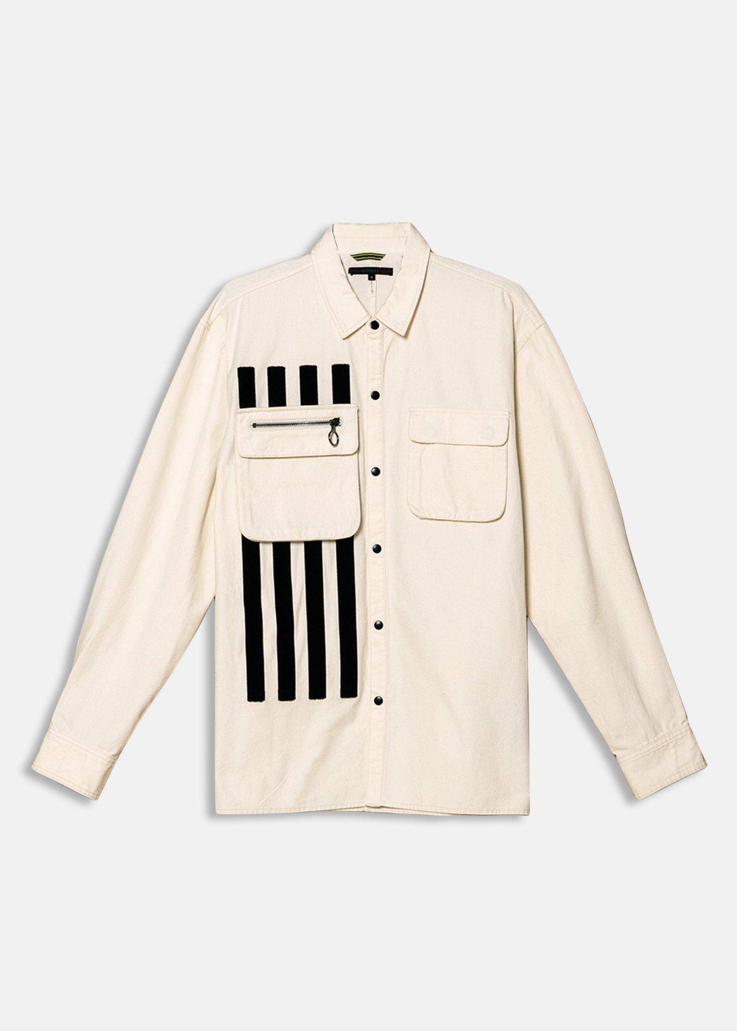 Men's Canvas Shirt With Bellow Pockets in Cream