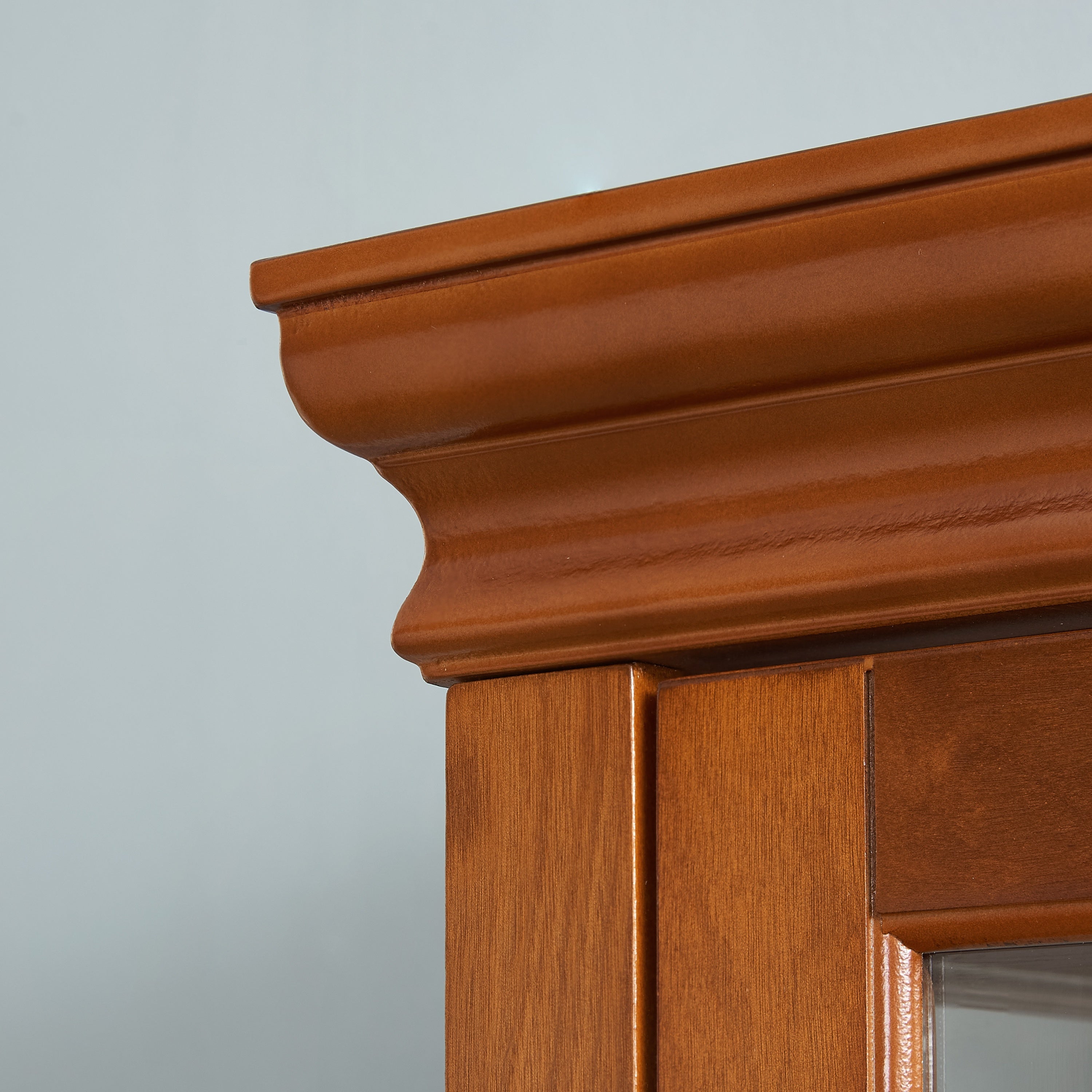 Lighted Curio Cabinet with Adjustable Shelves, Mirrored Back, and Tempered Glass Doors, 6-Tier Walnut Finish