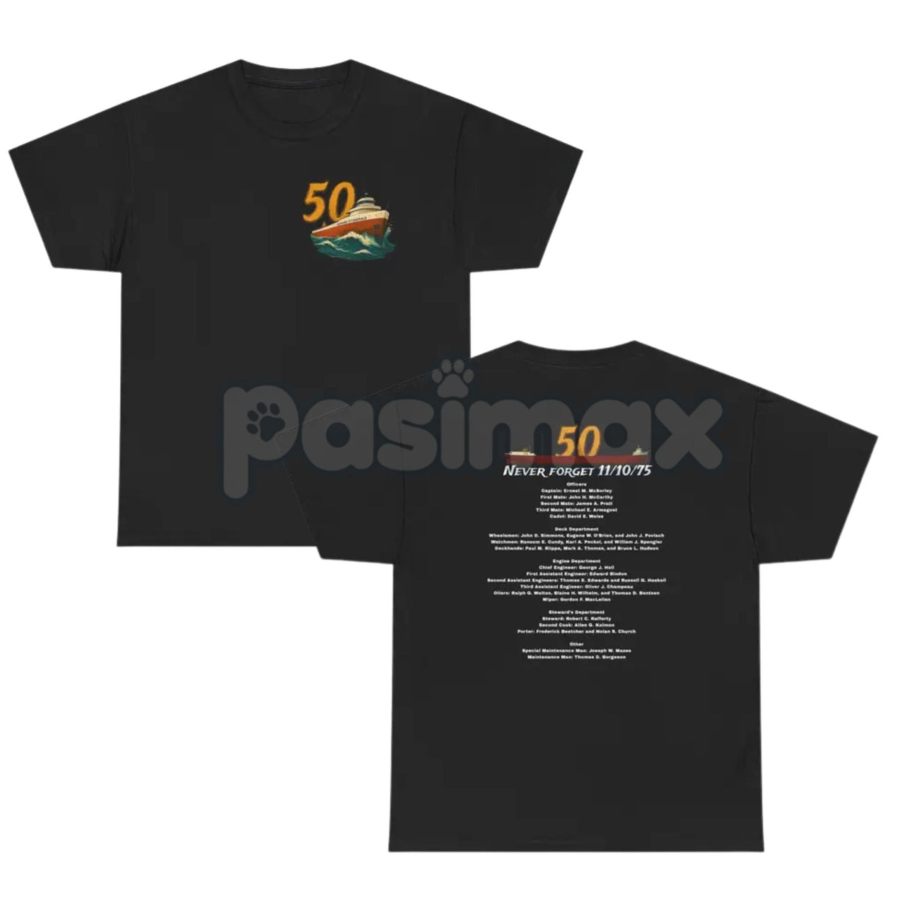 50th Anniversary Edmund Fitzgerald T-Shirt - Great Lakes Maritime History Tee, 1975 Shipwreck Commemorative Apparel, Legendary Freighter Tribute Gift