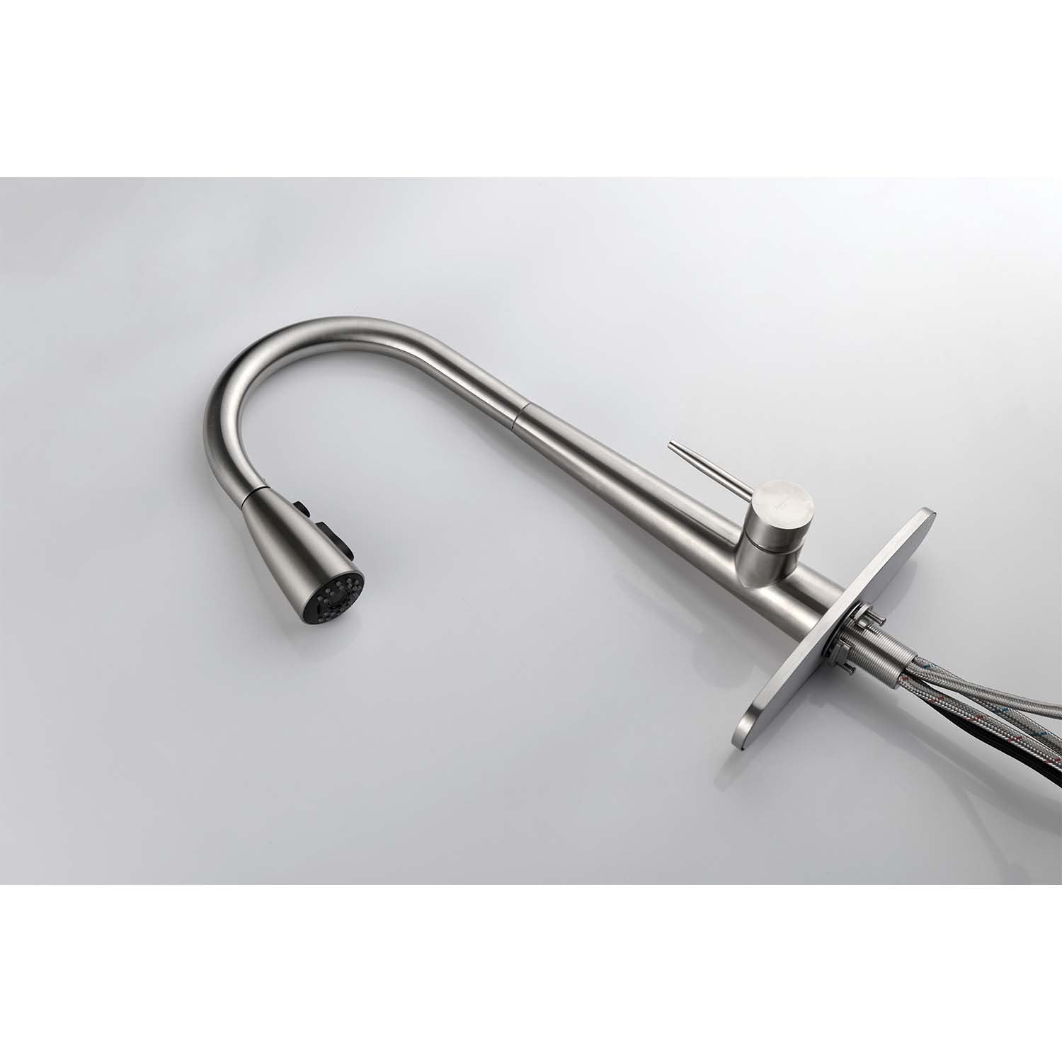 Single Handle Stainless Steel Kitchen Sink Faucet with Pull Down Sprayer