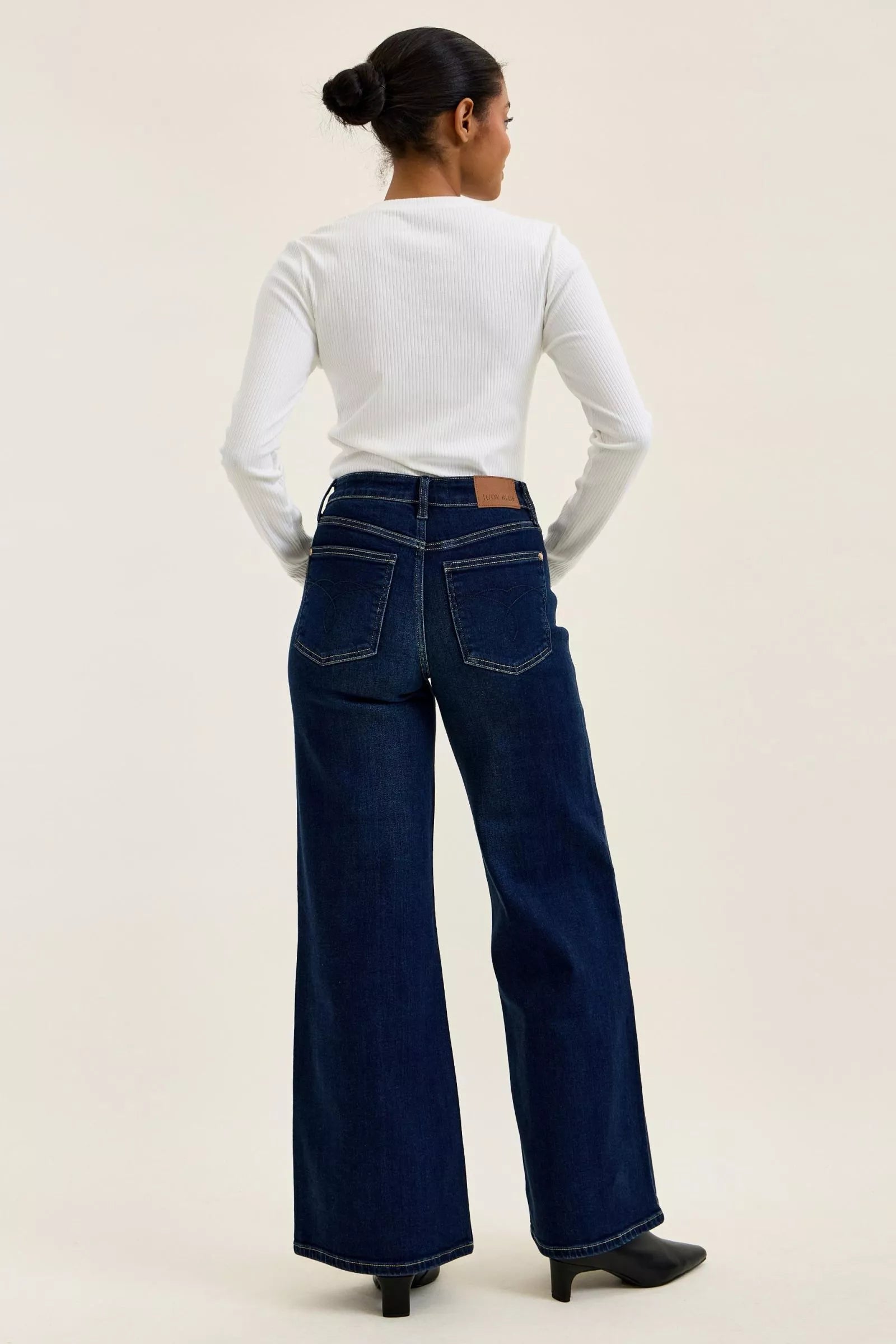 Judy Blue High-Waisted Wide-Leg Dark Wash Jeans