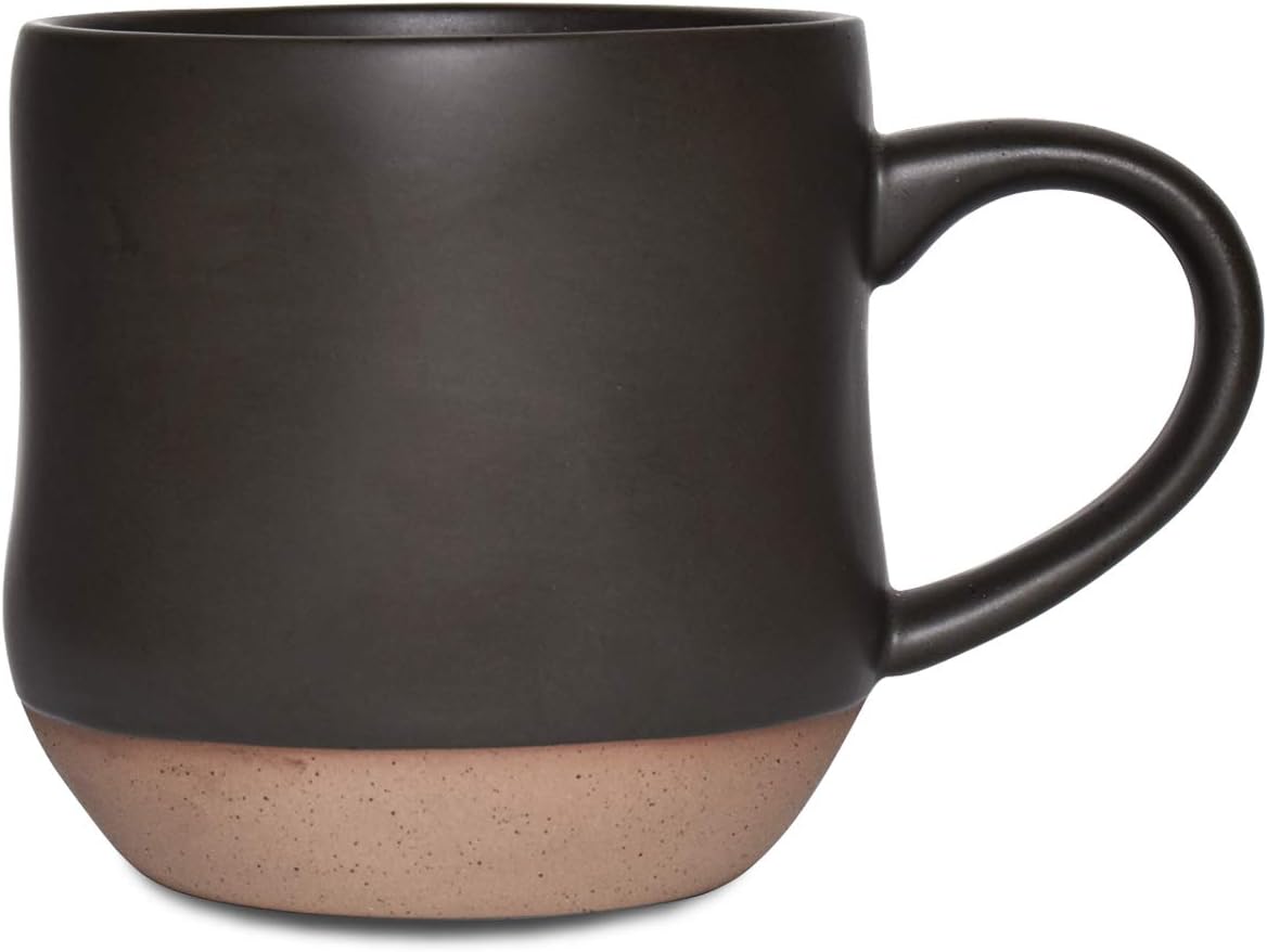 Bosmarlin Large Stoneware Speckled Coffee Mugs Set of 2, Big Tea Cup, 17 Oz, Dishwasher and Microwave Safe