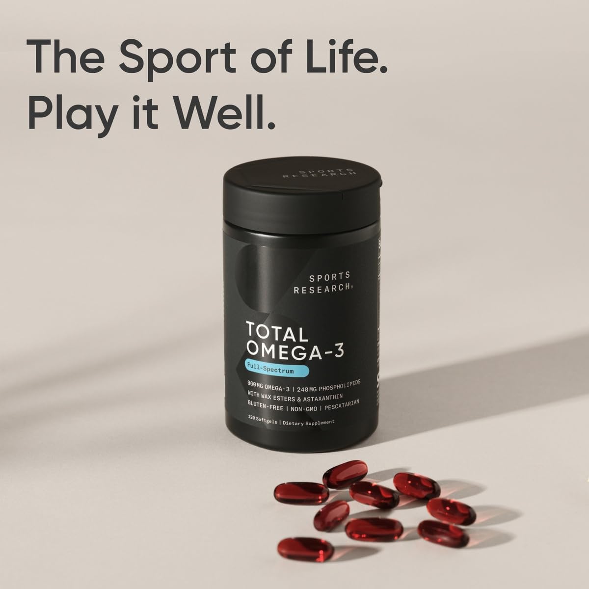 Total Omega-3 Fish Oil 2200mg - Made from Antarctic Krill w/Astaxanthin, Wild Sockeye Salmon & Alaska Pollock - 960mg of EPA & DHA - 120 Softgels