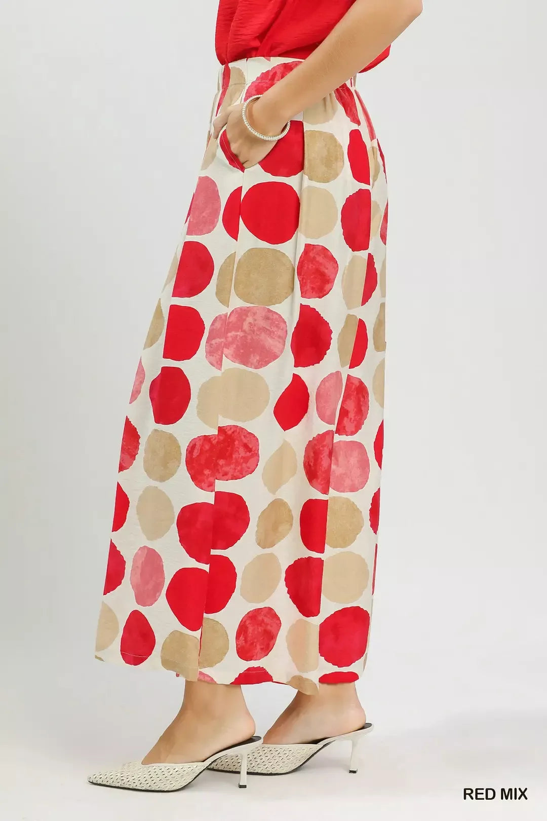 Umgee Dot Print Wide Leg Pants