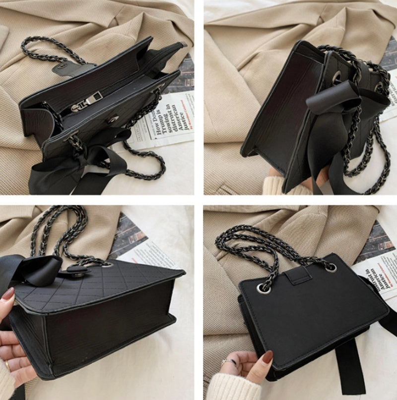 Fashion Silk Scarf One-Shoulder Diamond Chain Bag (See size chart where applicable)