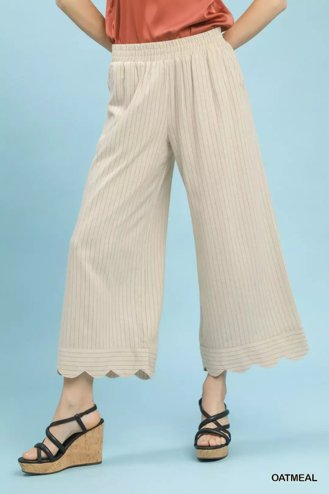 Umgee Pinstripe Wide Leg Pants