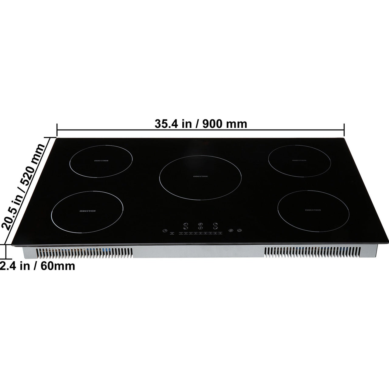 Electric Cooktop, 5 Burners, 36'' Induction Stove Top, Built-in Magnetic Cooktop 9200W, 9 Heating Level Multifunctional Burner, LED Touch Screen w/ Child Lock & Over-Temperature Protection