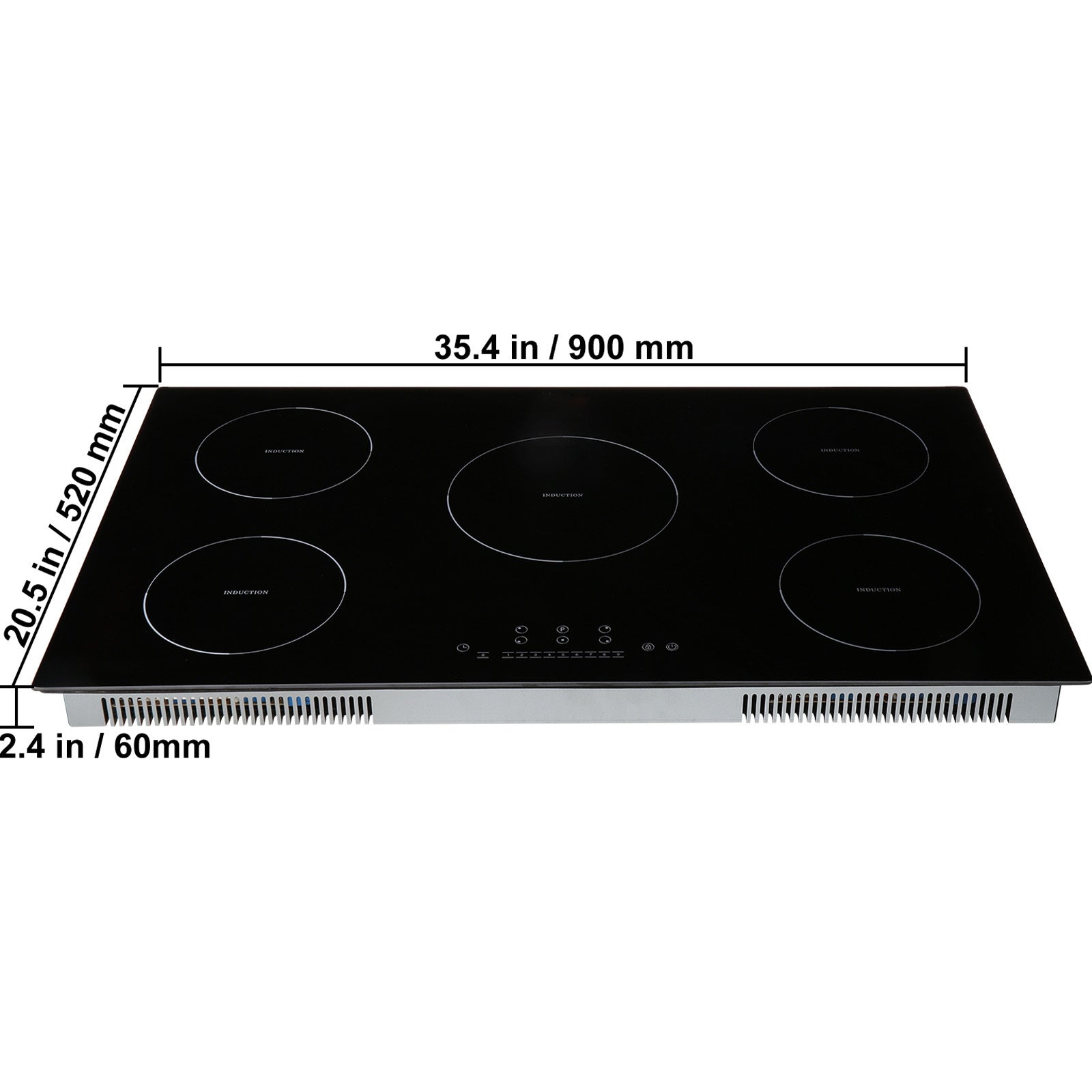 Electric Cooktop, 5 Burners, 36'' Induction Stove Top, Built-in Magnetic Cooktop 9200W, 9 Heating Level Multifunctional Burner, LED Touch Screen w/ Child Lock & Over-Temperature Protection