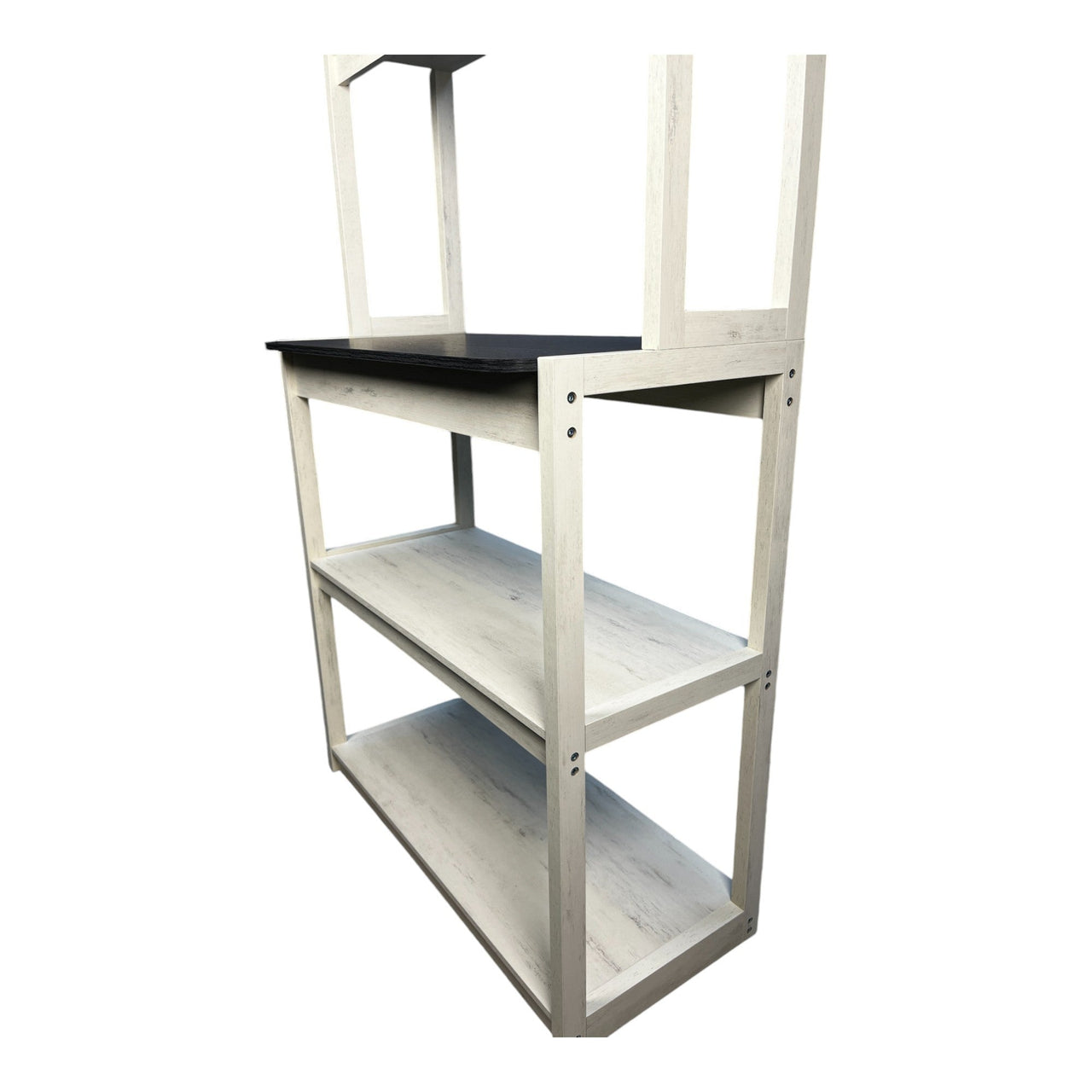 31.5' White and Black color 5-Tier Bakers Rack for Kitchen with Storage, Coffee Bar, Kitchen Shelves,  Microwave Stand