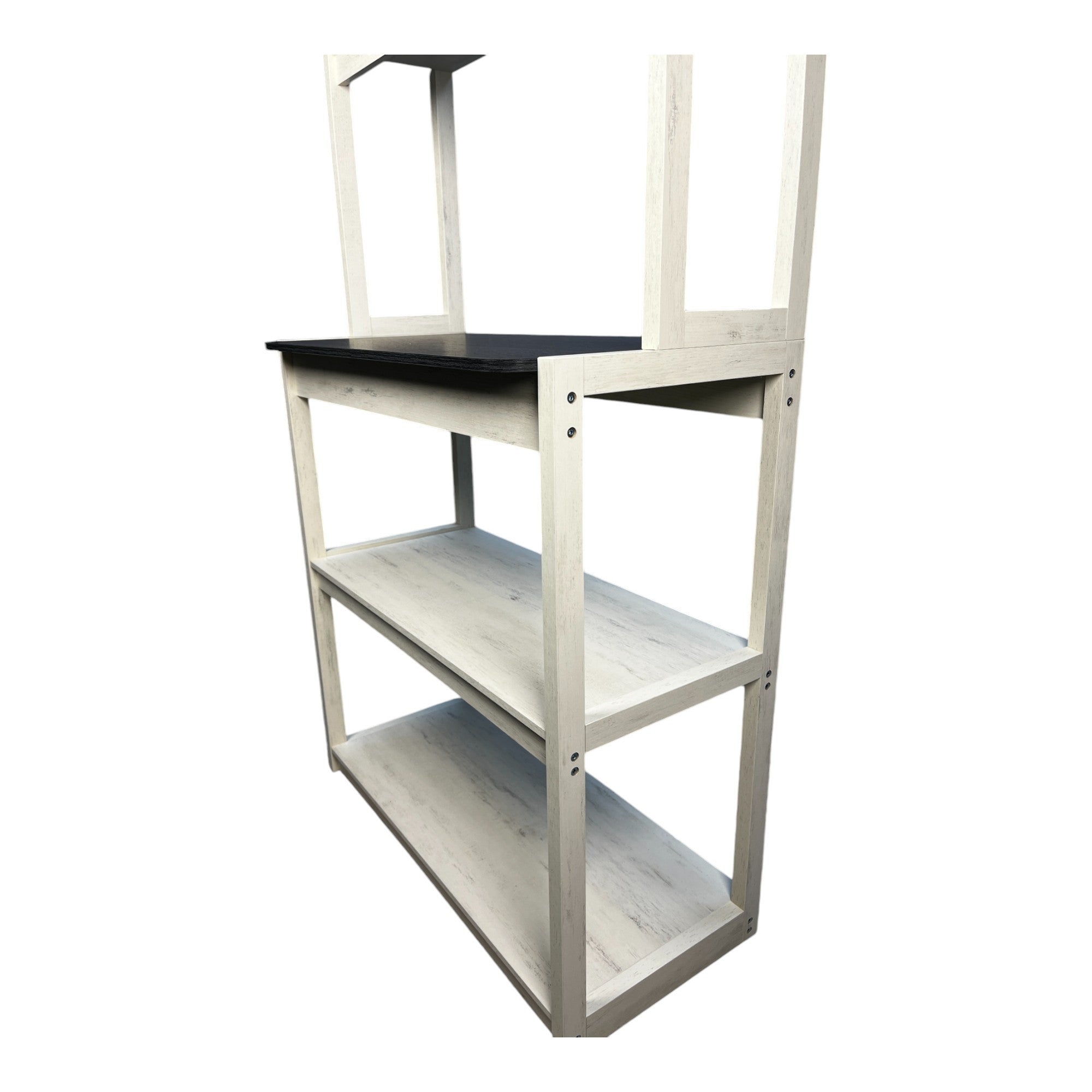 31.5' White and Black color 5-Tier Bakers Rack for Kitchen with Storage, Coffee Bar, Kitchen Shelves,  Microwave Stand