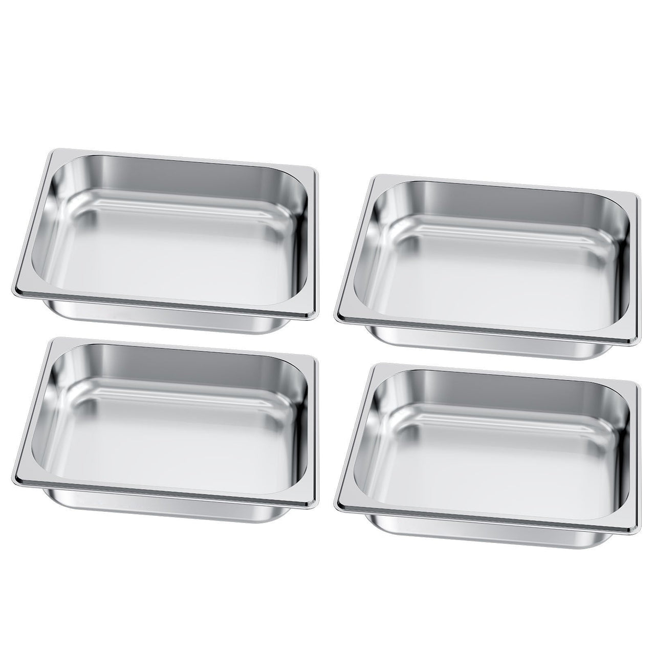 4 Pack Stainless Steam Hotel Pan, 1/2 Size Table Steam Pan, 2.5 Inch Deep Anti Jam Restaurant Supplies Reusable Rustproof Catering Storage for Home, Party, Restaurant, Hotel, Buffet
