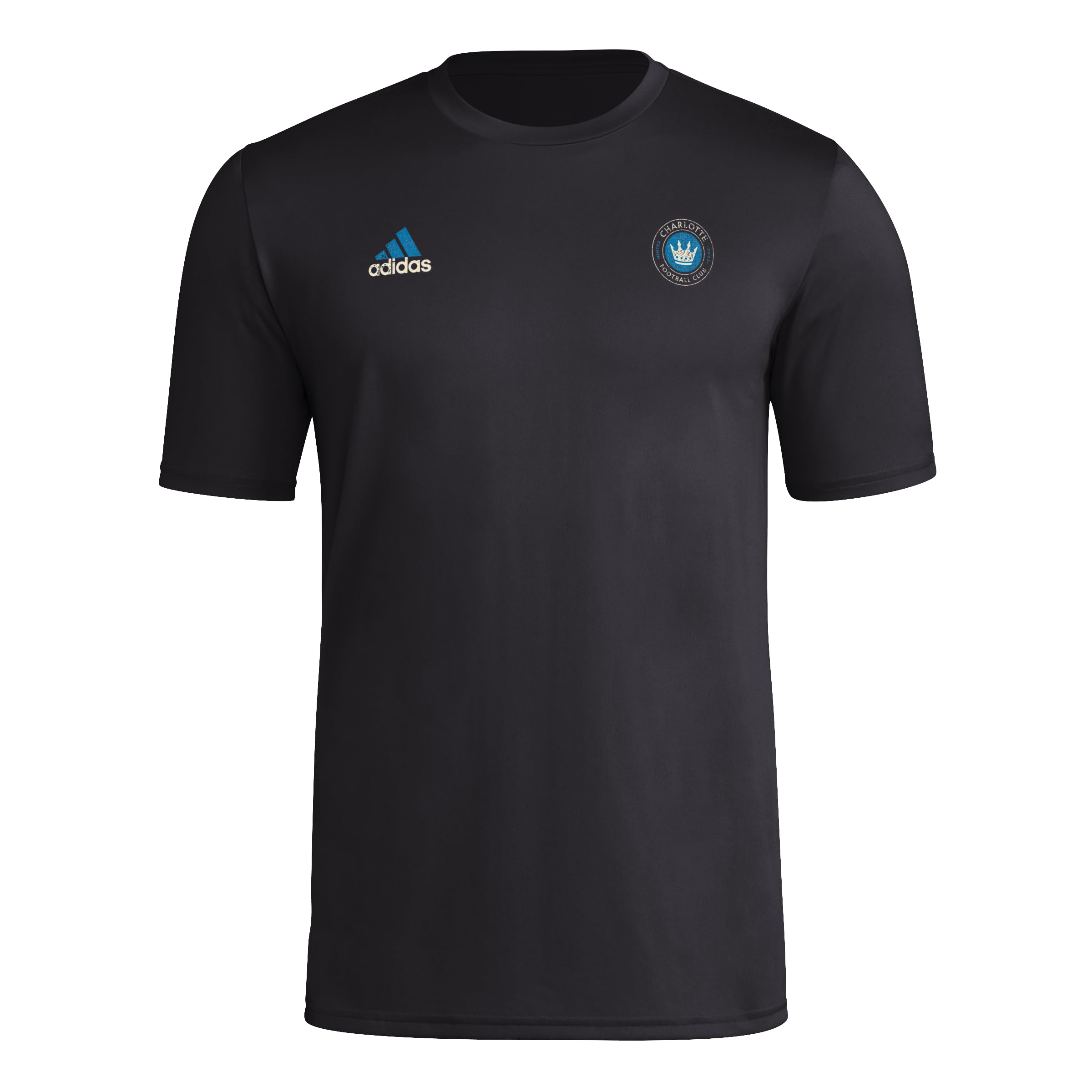 adidas Mens Short Sleeve Pre-Game T-Shirt Black/Charlotte Fc XX-Large