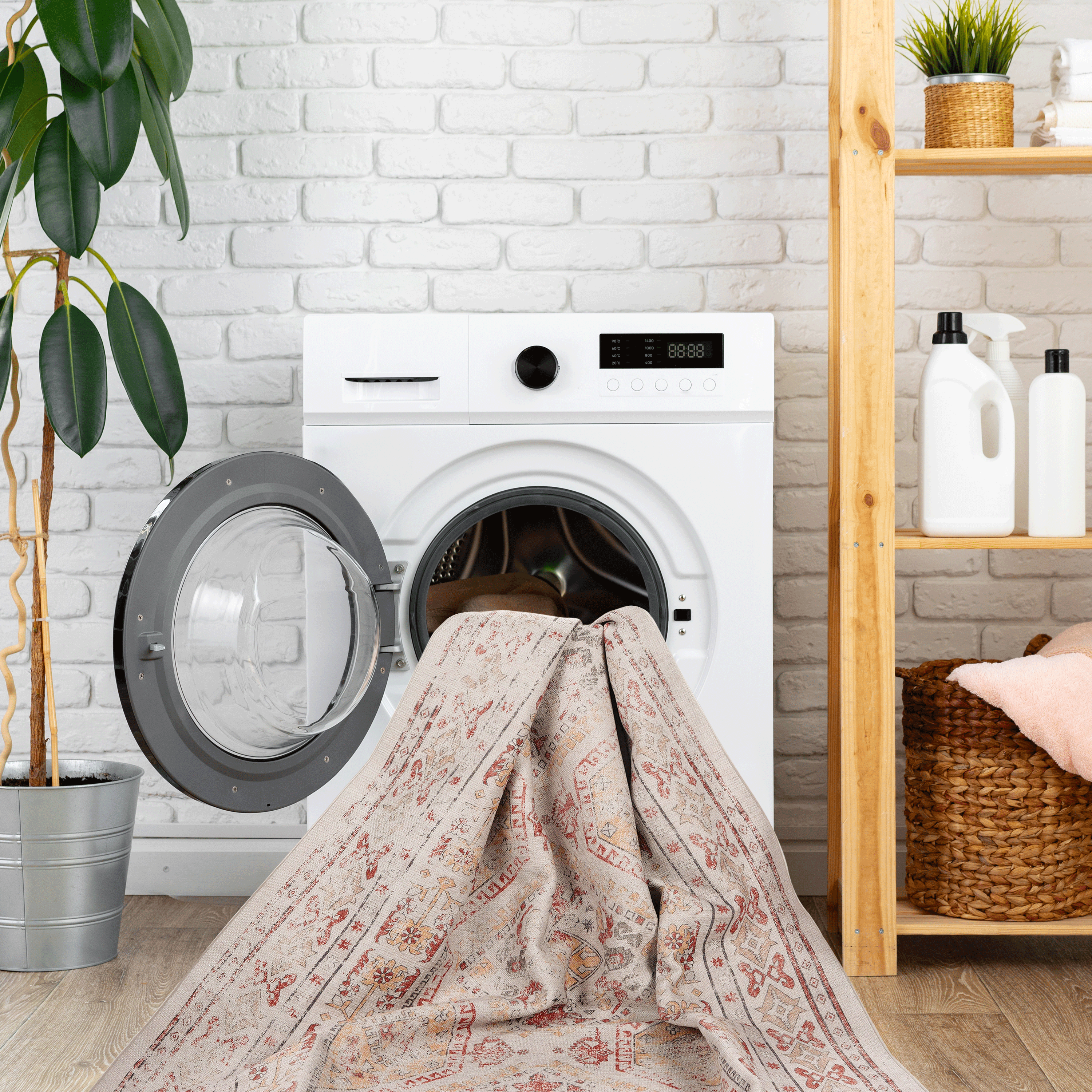 NAAR MAVAL Beige Washable Rug 5x8 Area Rug (Beige, 5' x 8')