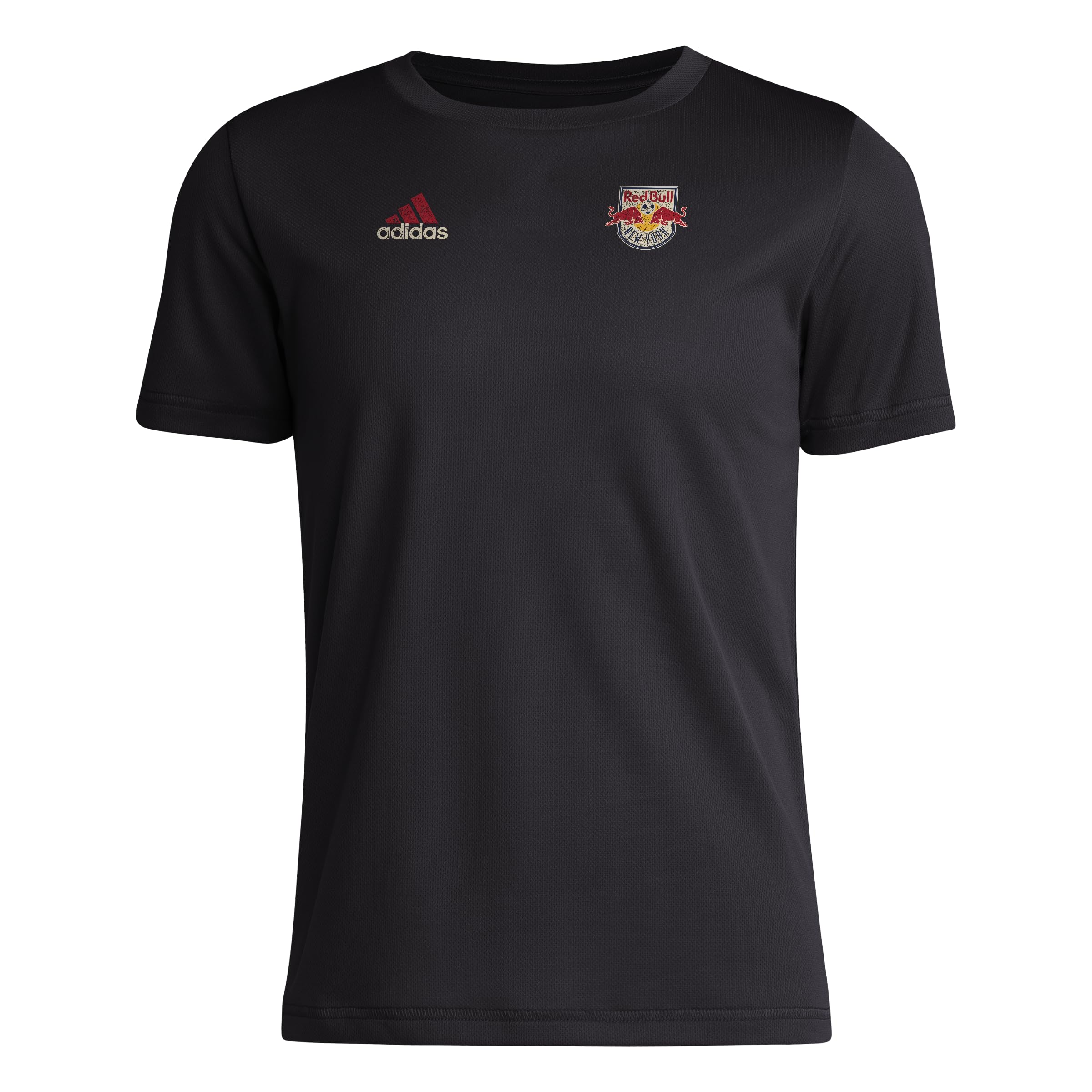adidas Boys^Unisex Kids Short Sleeve Pre-Game T-Shirt Black/New York Red Bulls X-Large