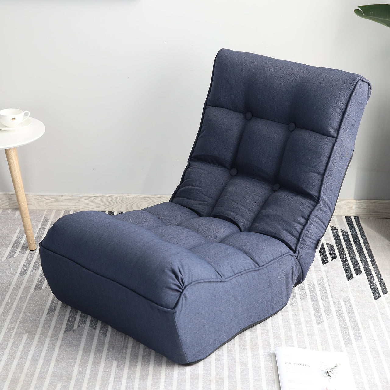 Single sofa reclining chair Japanese chair lazy sofa tatami balcony reclining chair leisure sofa adjustable chair,Navy